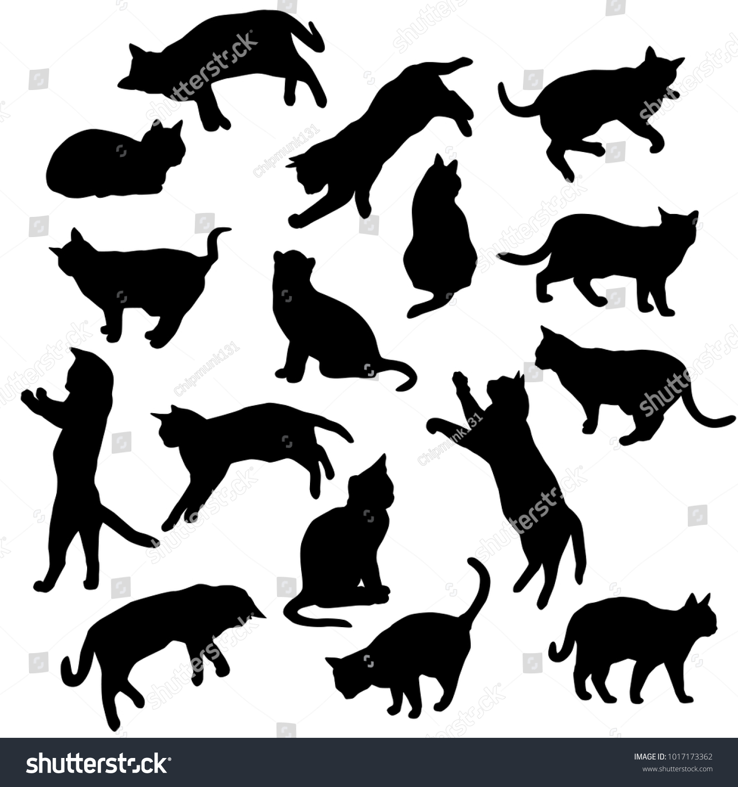 Set Vector Silhouettes Cat Different Poses Stock Vector (Royalty Free ...