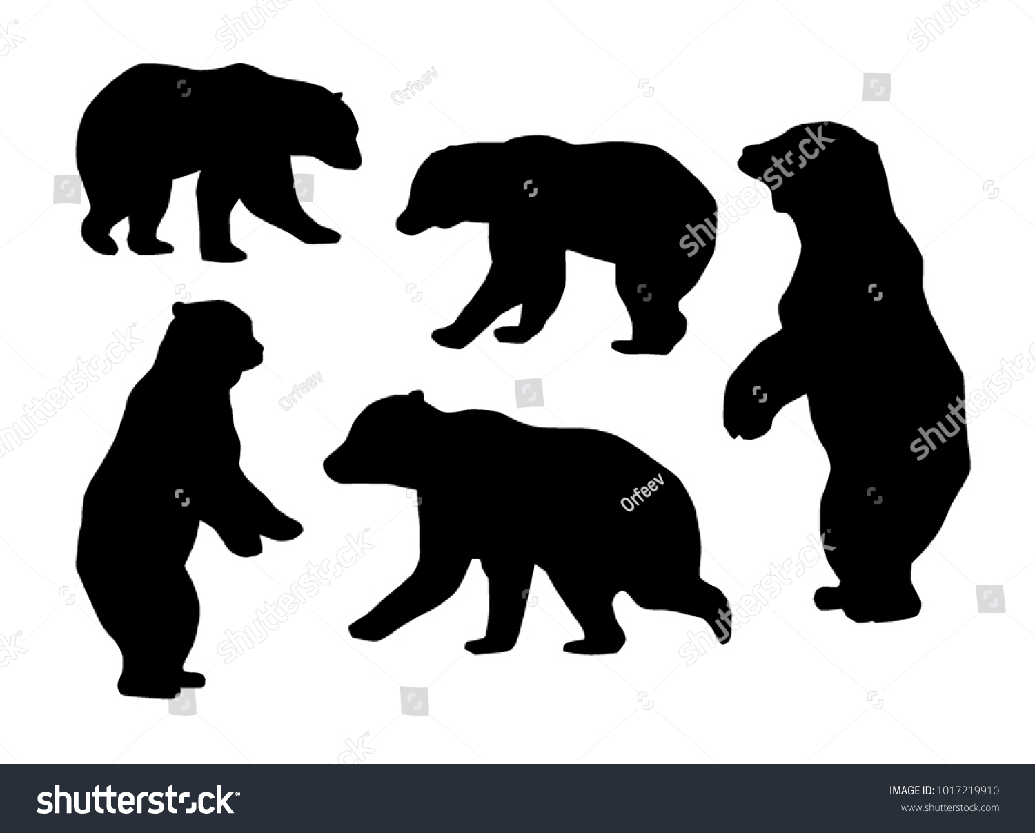 Bear Silhouettes On White Background Stock Vector (Royalty Free ...