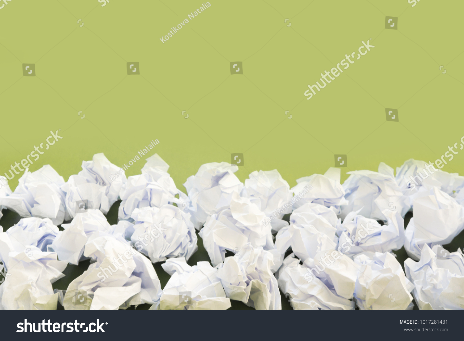 Pile Crumpled Paper On Colored Background Stock Photo 1017281431