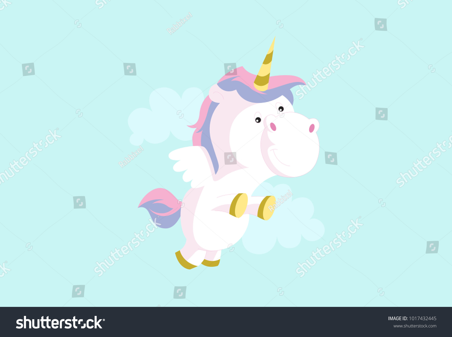 Cute Unicorn Character Smiling Vector Illustration Stock Vector