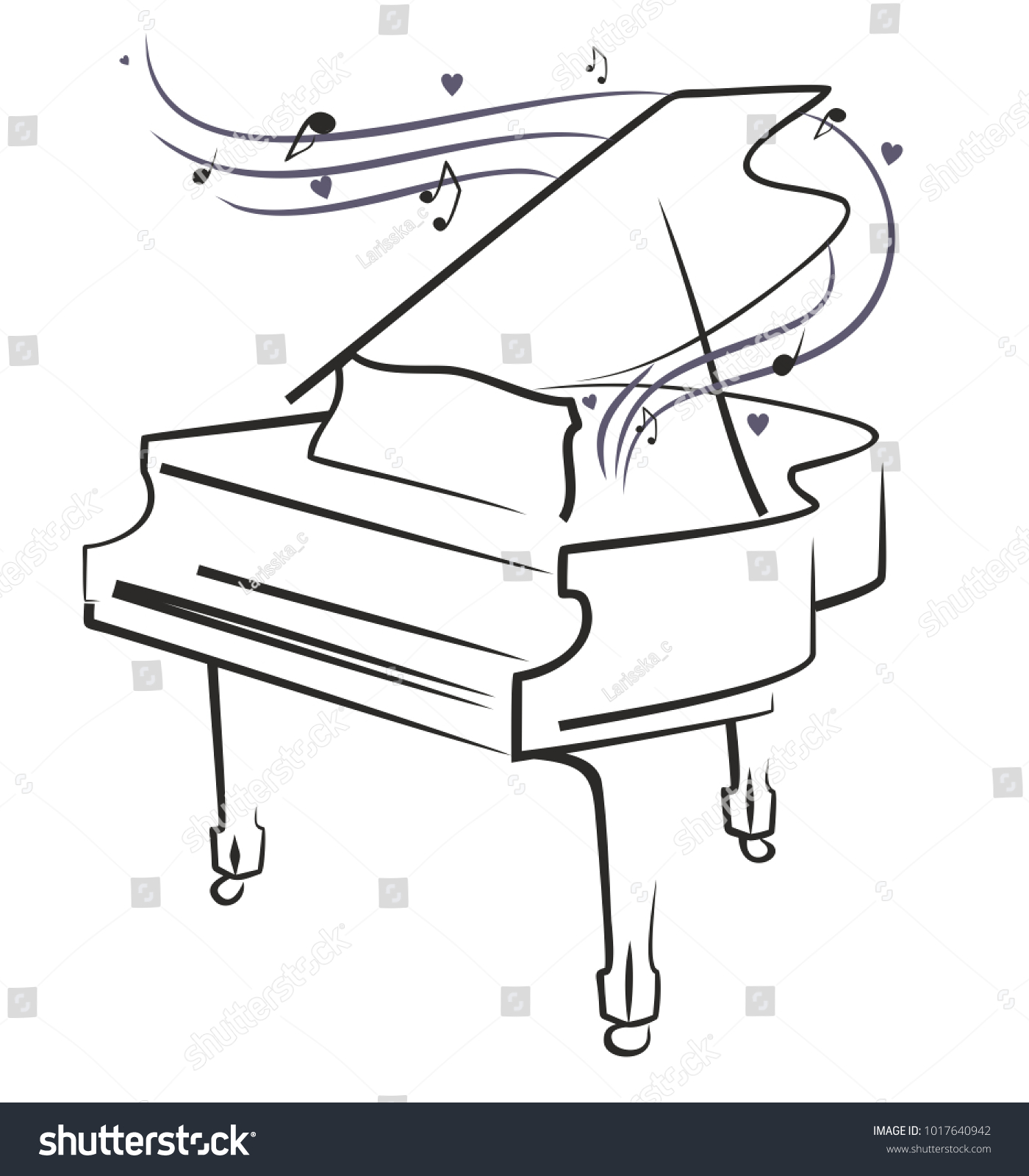 Пианино контур с нотами