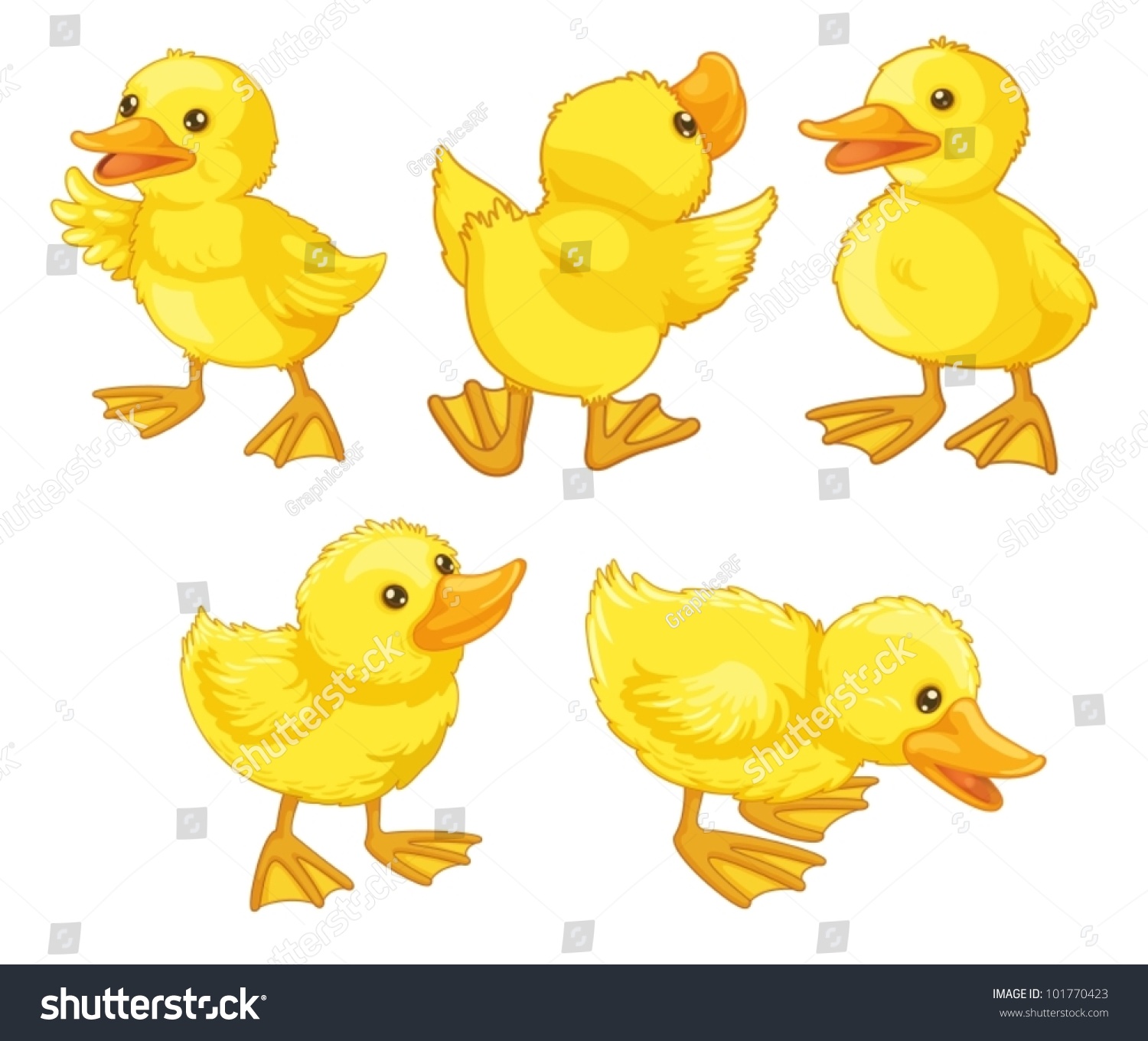 Illustraiton Duckling Chicks On White Stock Vector (Royalty Free ...