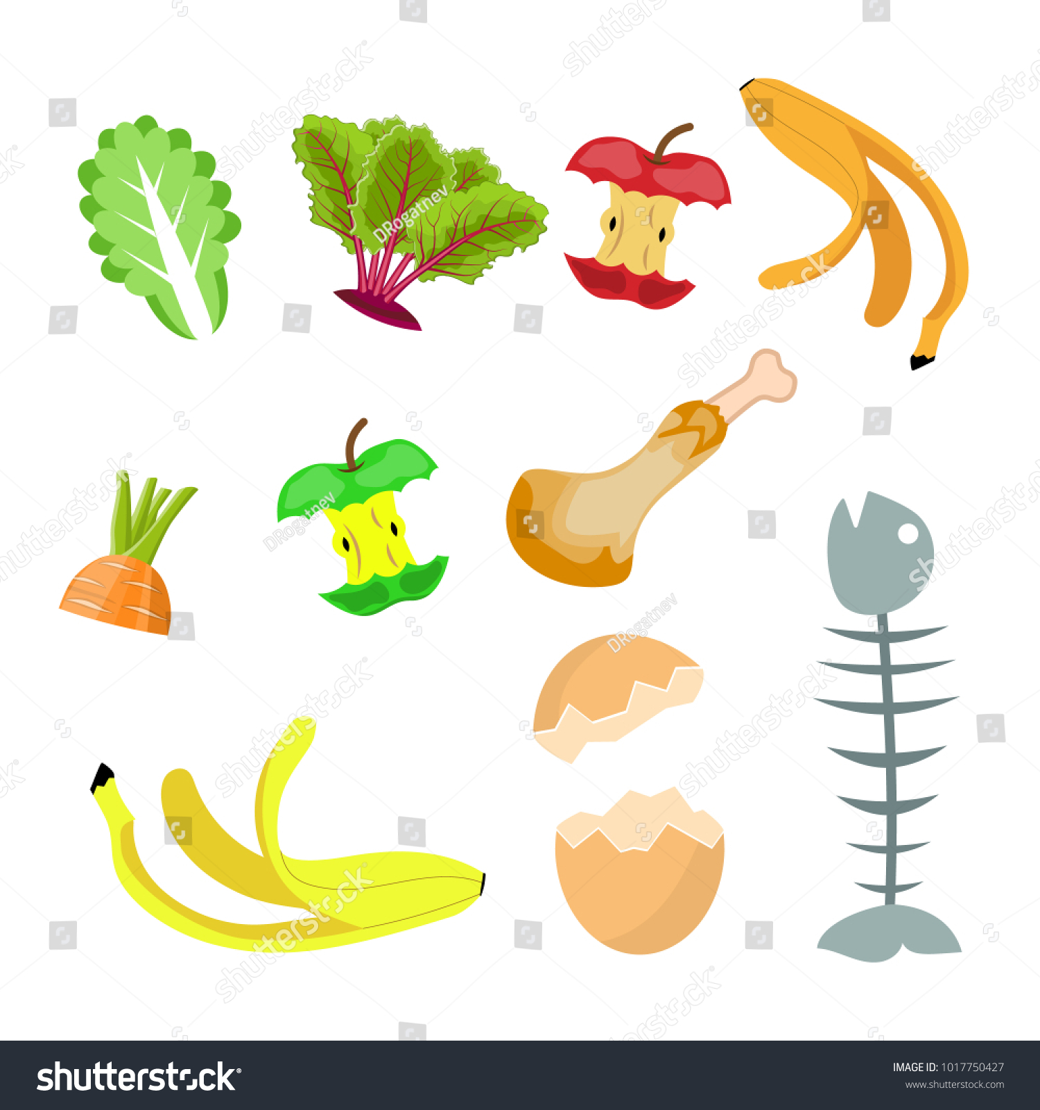 유기농 쓰레기, 음식 퇴비 수집 바나나, 스톡 벡터(로열티 프리) 1017750427 | Shutterstock