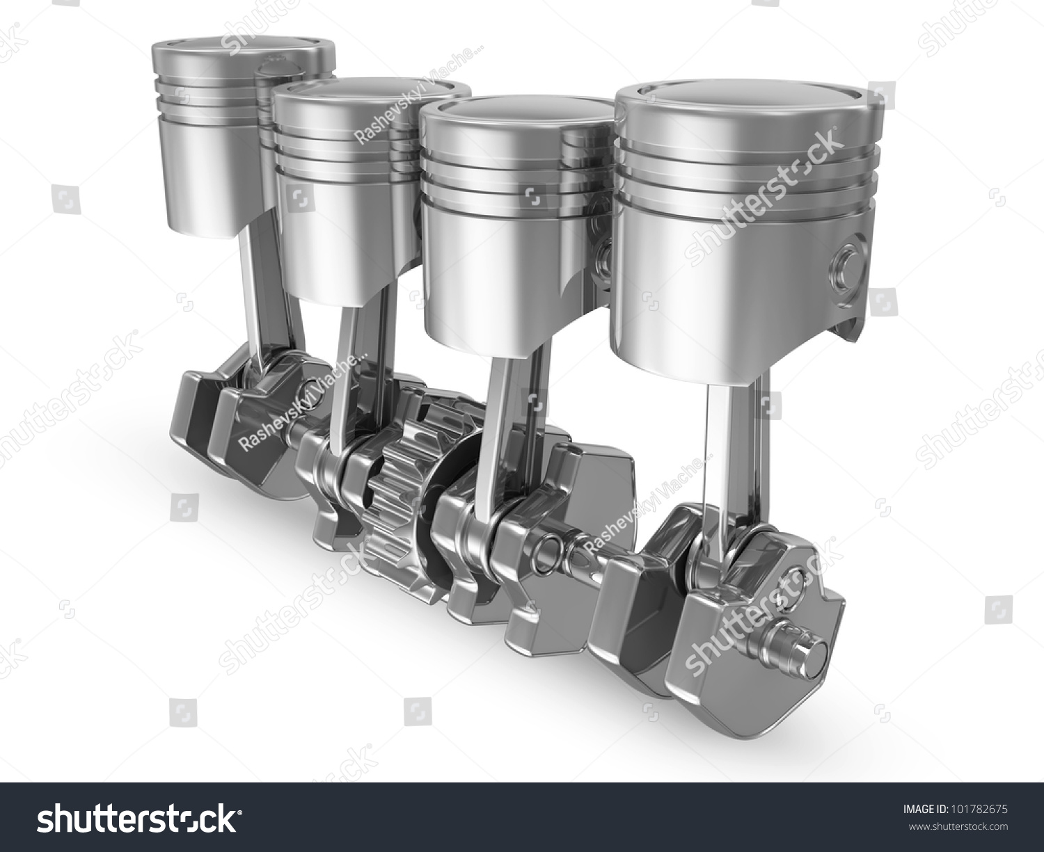 Pistons Crankshaft Isolated On White Background Stock Illustration