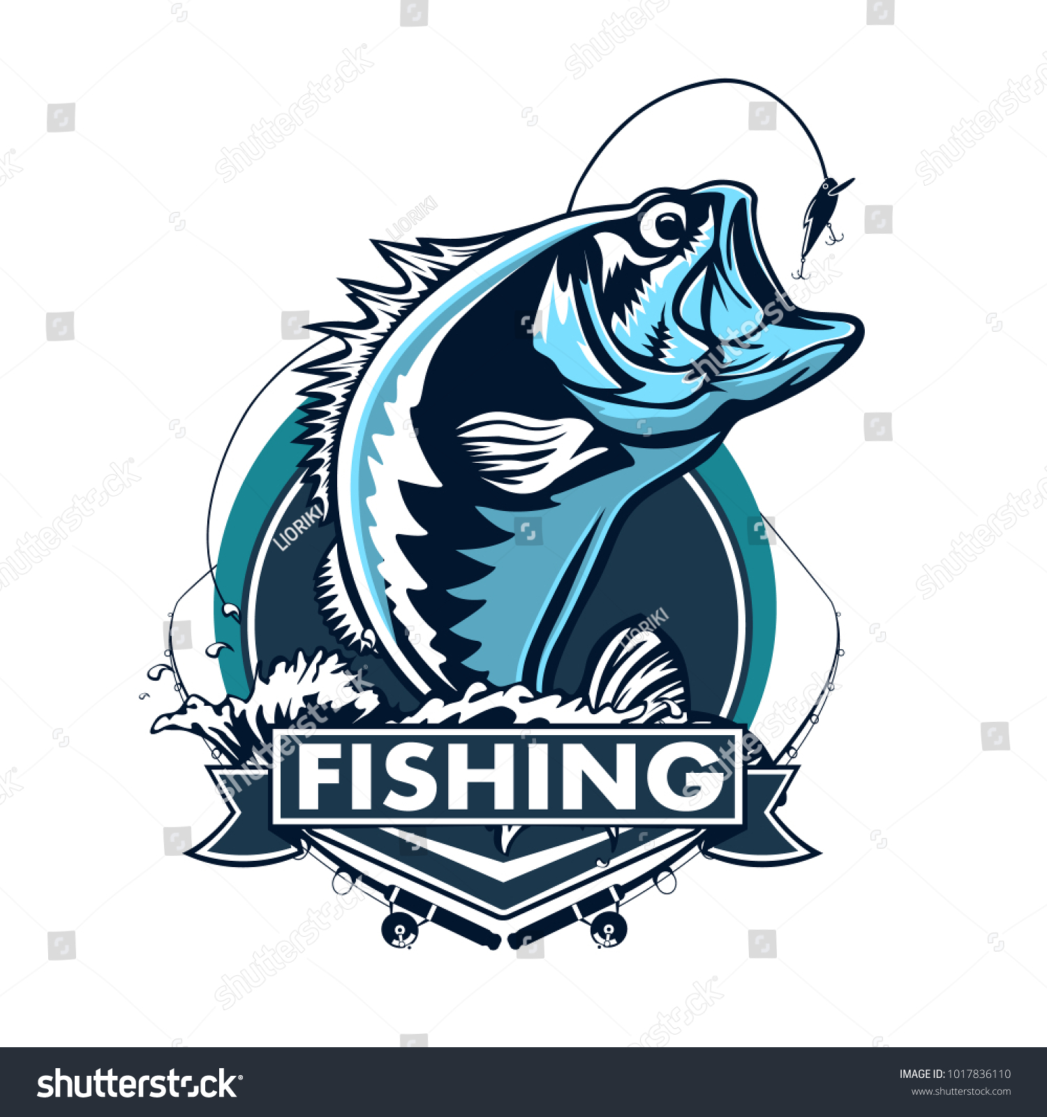 Fishing Logo Bass Fish Rod Club Stock Vector (royalty Free) 1017836110 