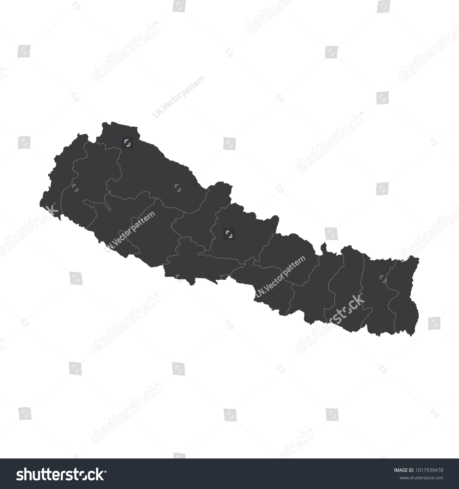 Nepal Map On White Background Vector Stock Vector (Royalty Free ...