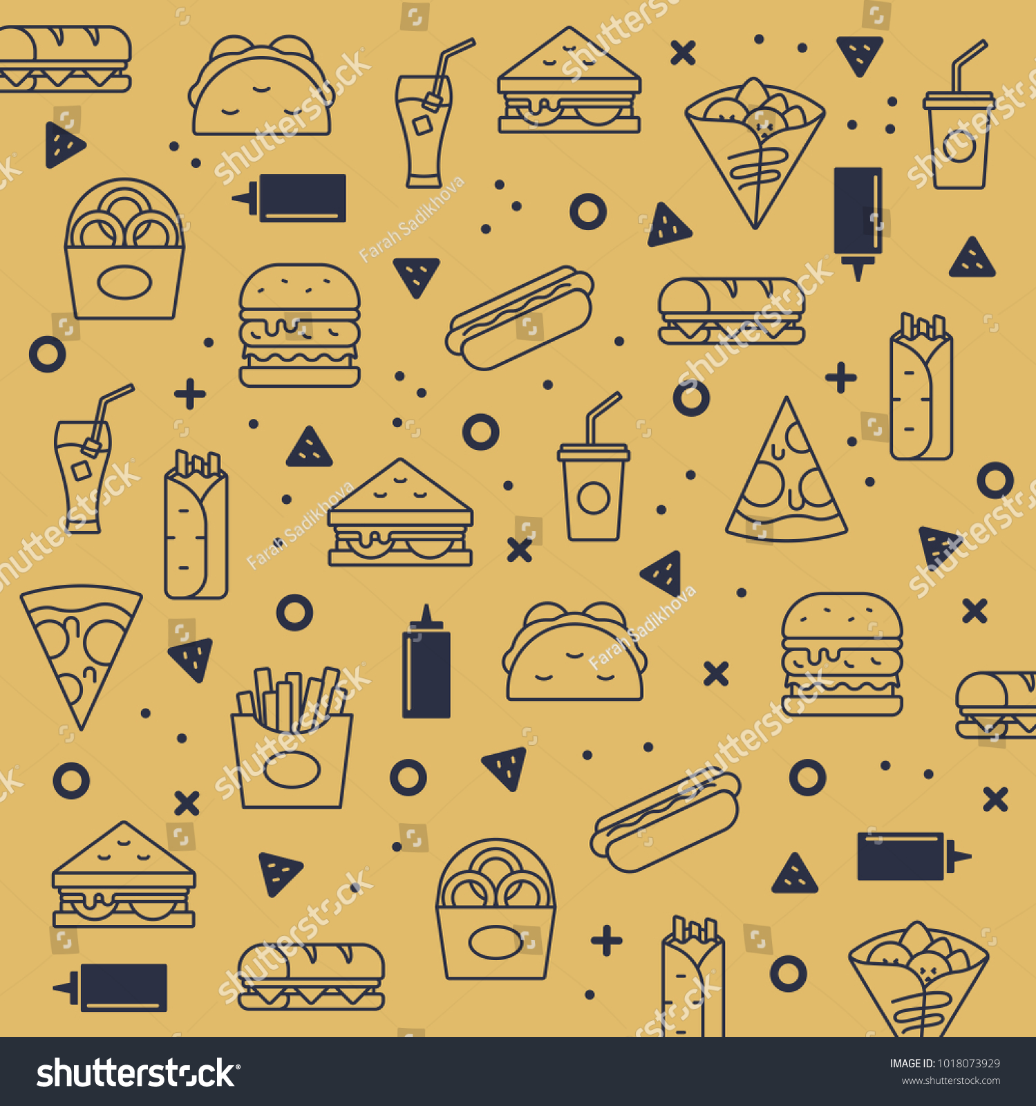 Fast Food Pattern Vector Background Hamburger Stock Vector (Royalty ...