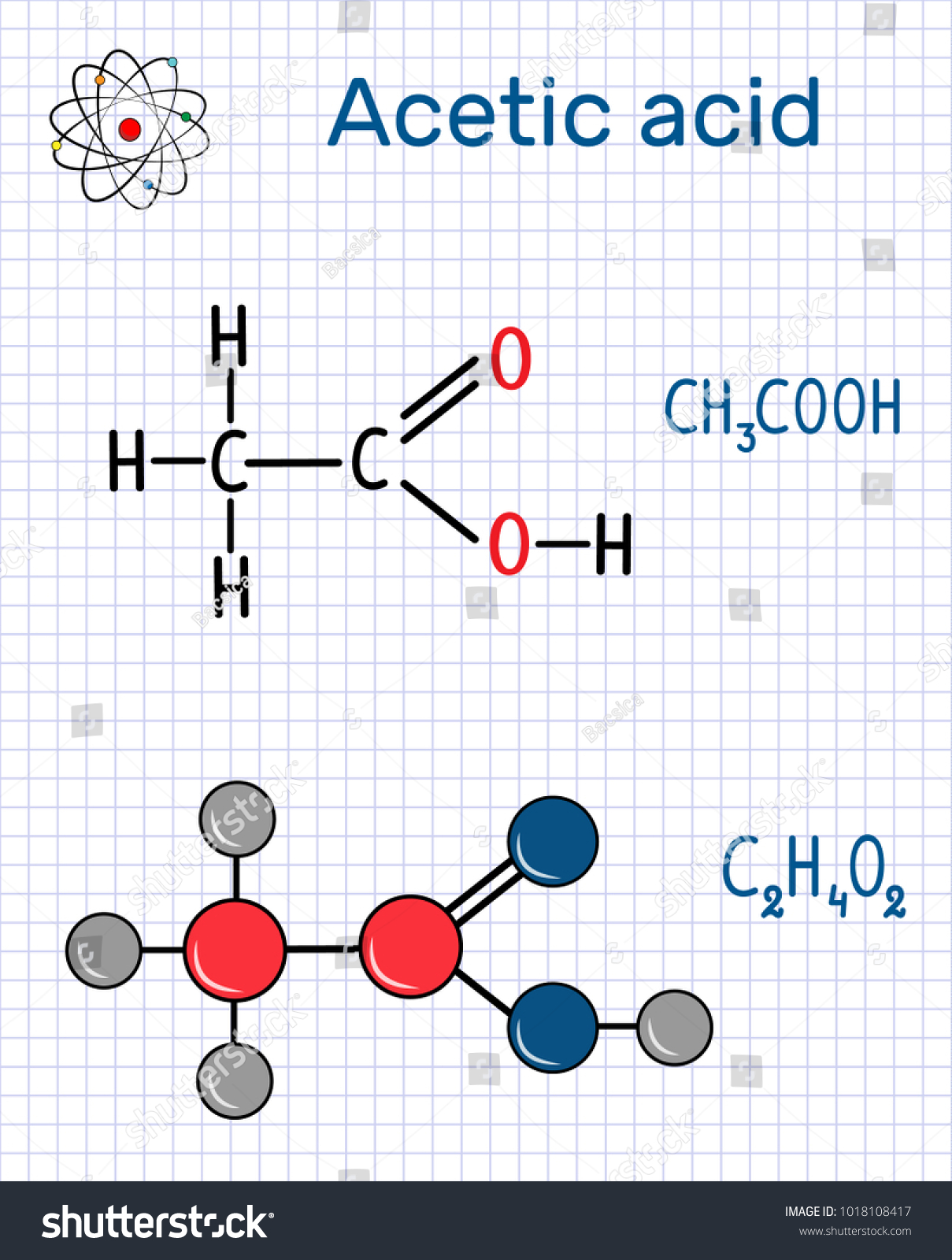 Acetic Acid Ethanoic Molecule Structural Chemical Stock Vector Royalty Free 1018108417 1780