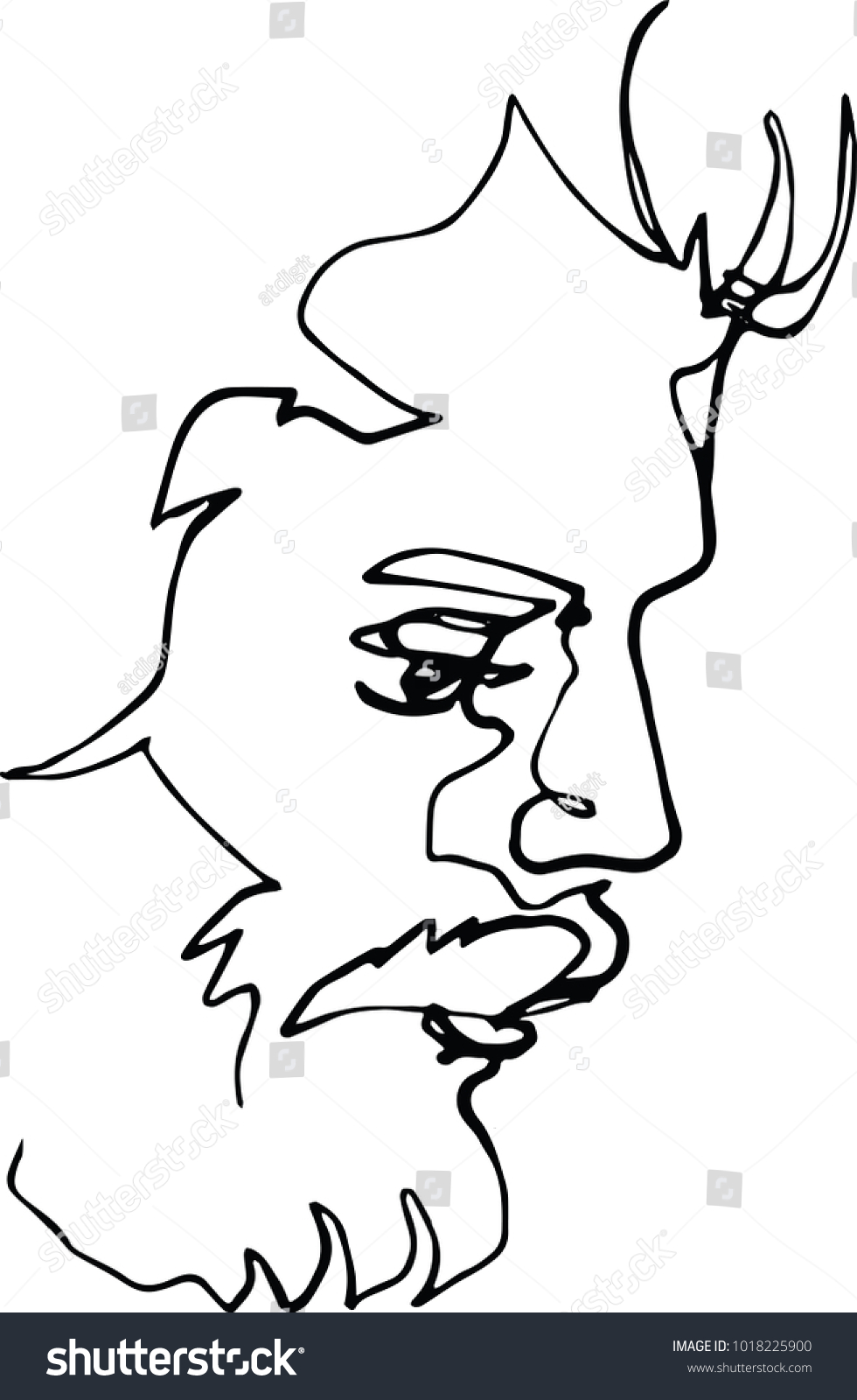 Portrait Man Beard Continuous Line Drawing Stock Vector (Royalty Free ...