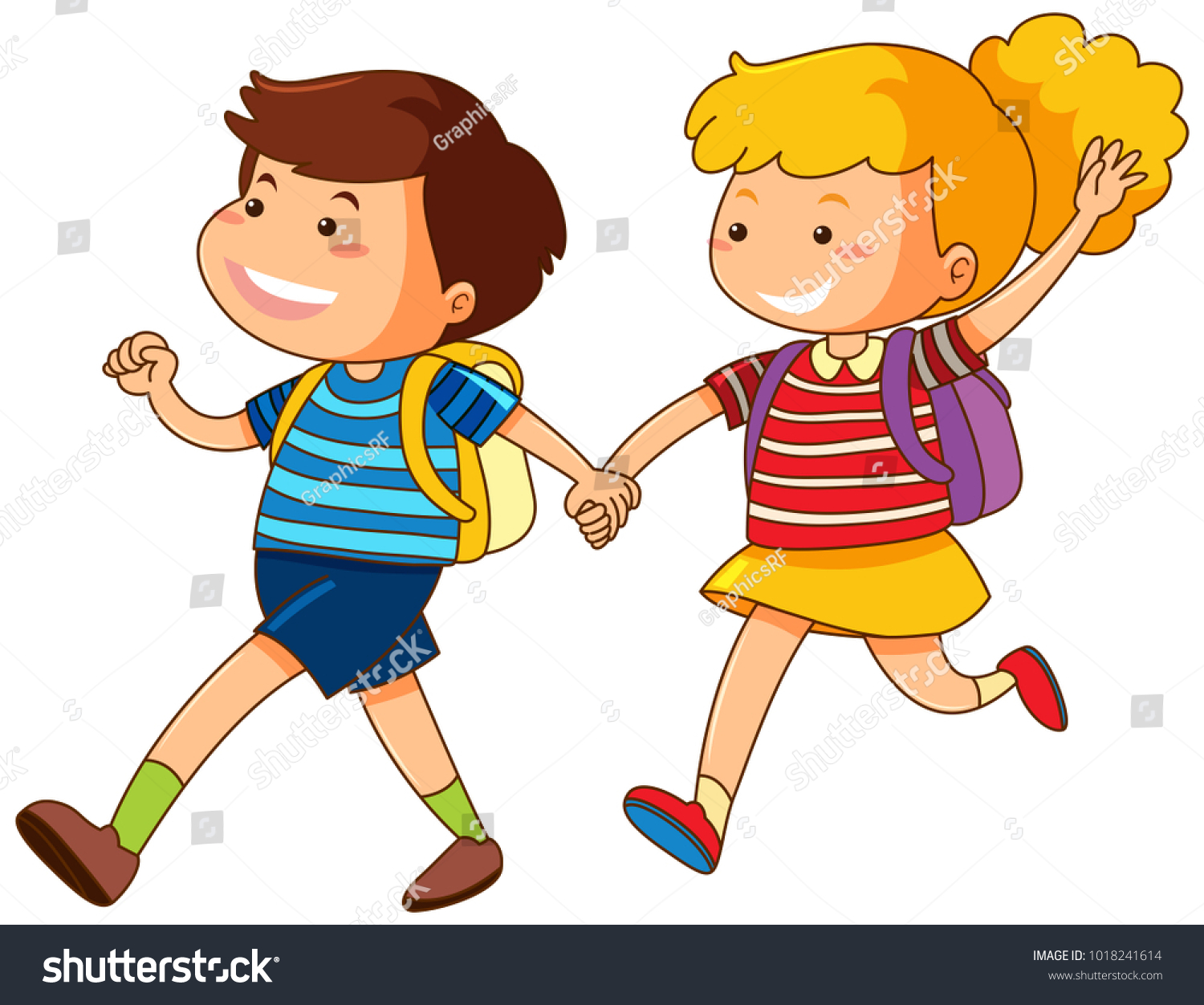 Boy Girl Holding Hands Illustration Stock Vector (Royalty Free ...