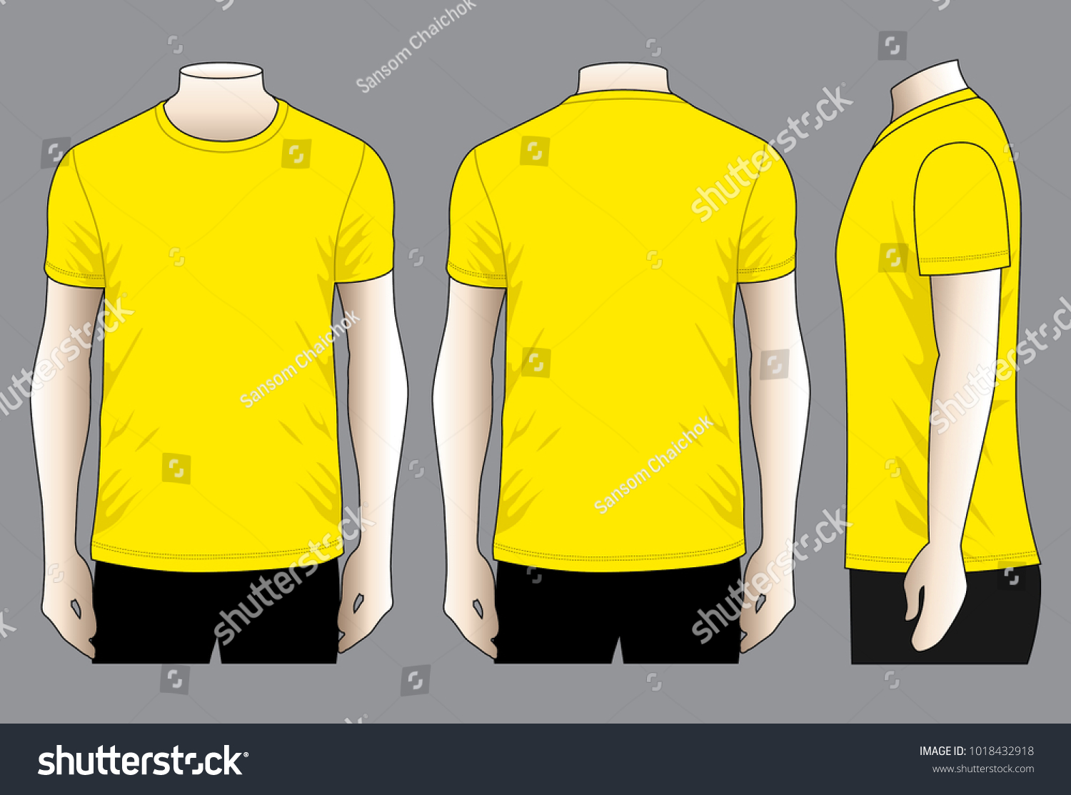 Mens Blank Yellow Tshirt Vector Templatefront Stock Vector (Royalty ...