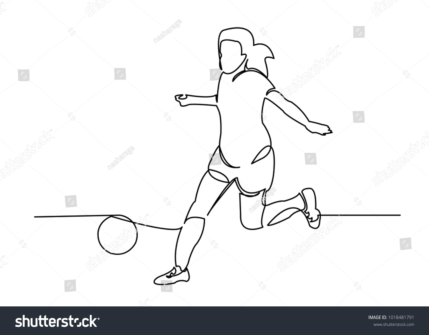 One Continuous Drawn Line Woman Soccer Stock Vector (Royalty Free ...