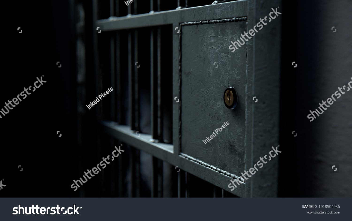 Closeup Locking Mechanism Closed Jail Cell Stock Illustration ...