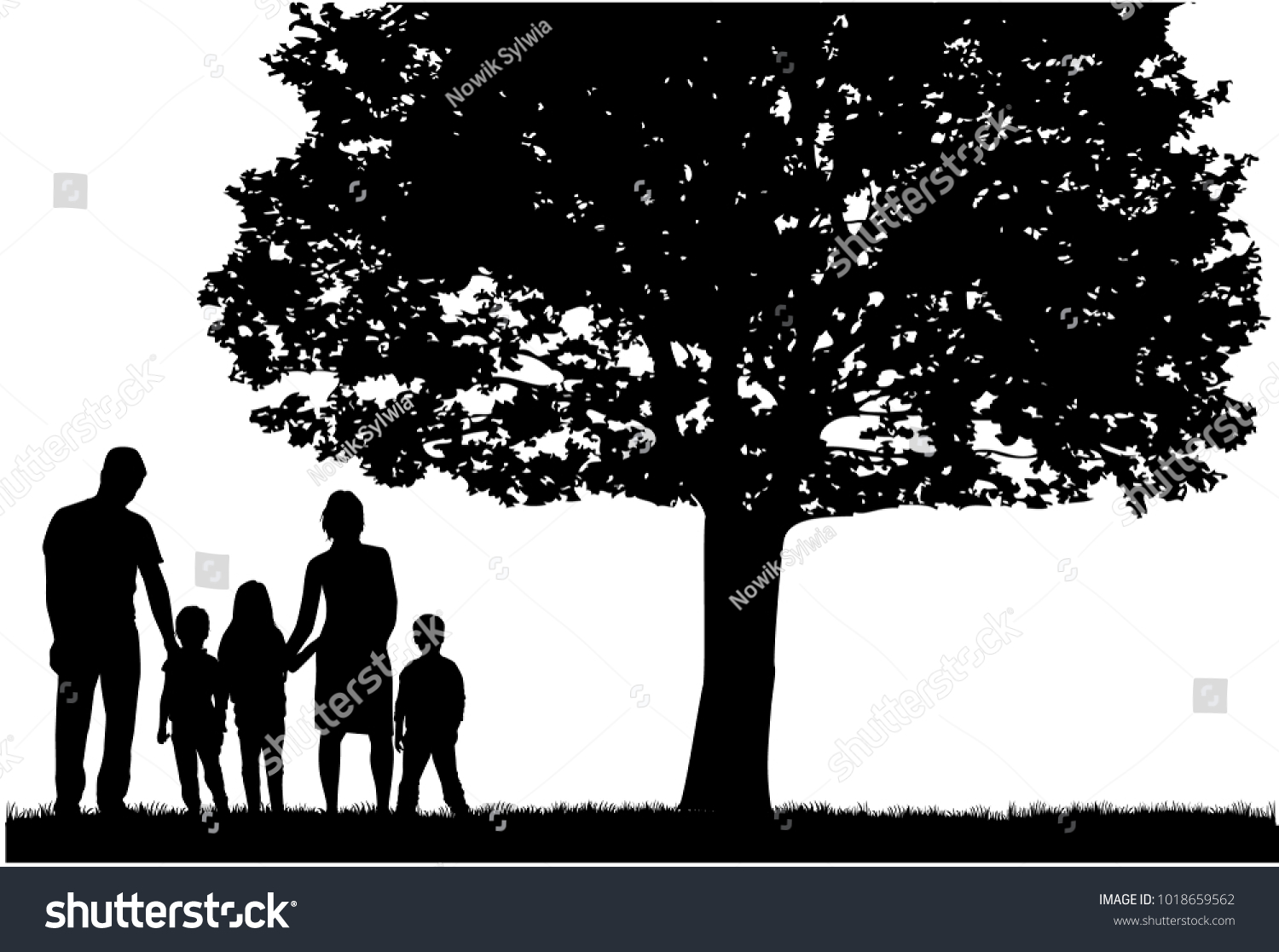 Family Silhouettes Nature Stock Vector (Royalty Free) 1018659562 ...