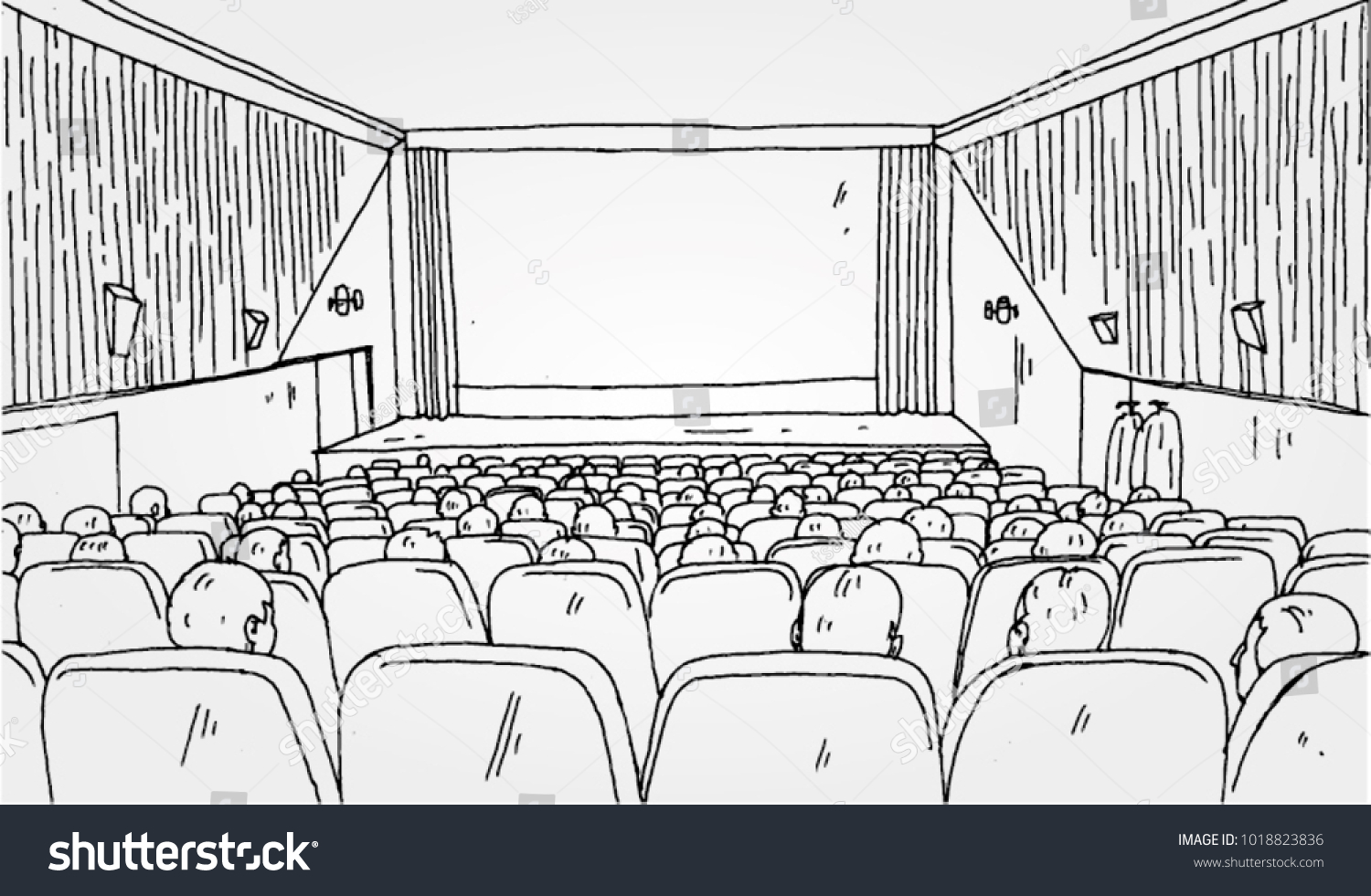 Рисунок кинотеатра карандашом