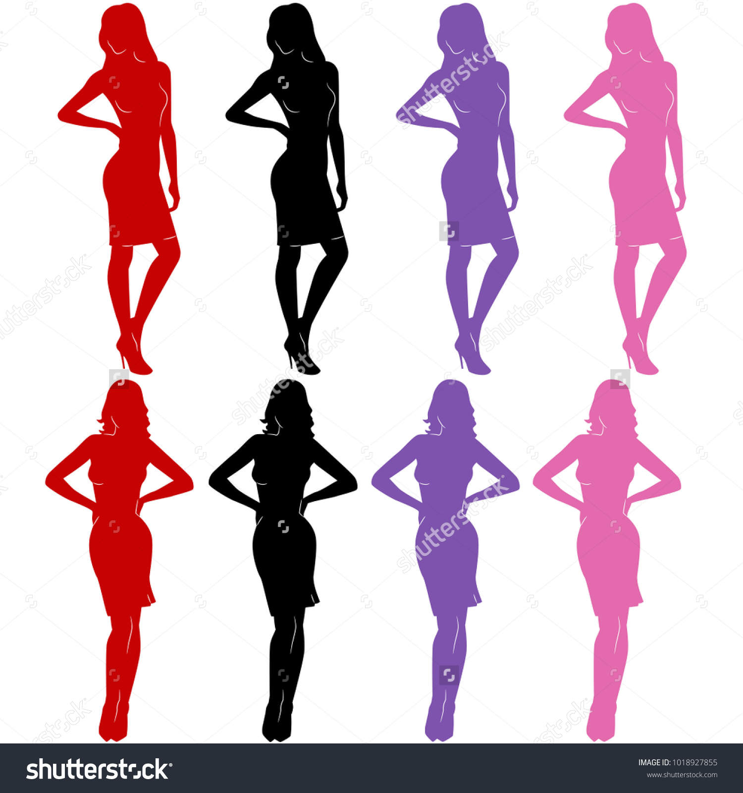 Sexy Woman Silhouettes Dresses Stock Vector Royalty Free 1018927855 Shutterstock 2496