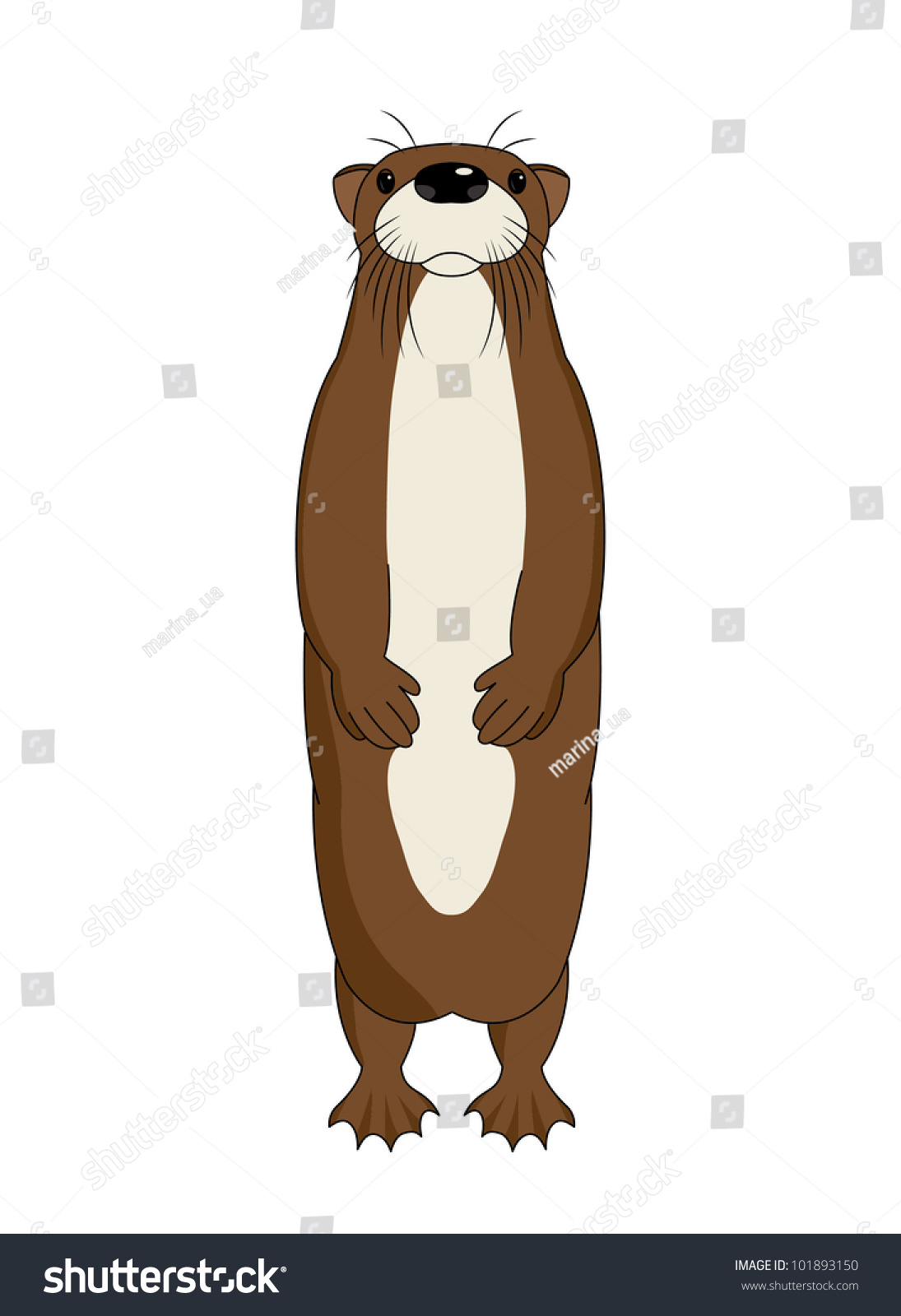 Funny Cartoon Otter Vector Illustration Stock Vector Royalty Free