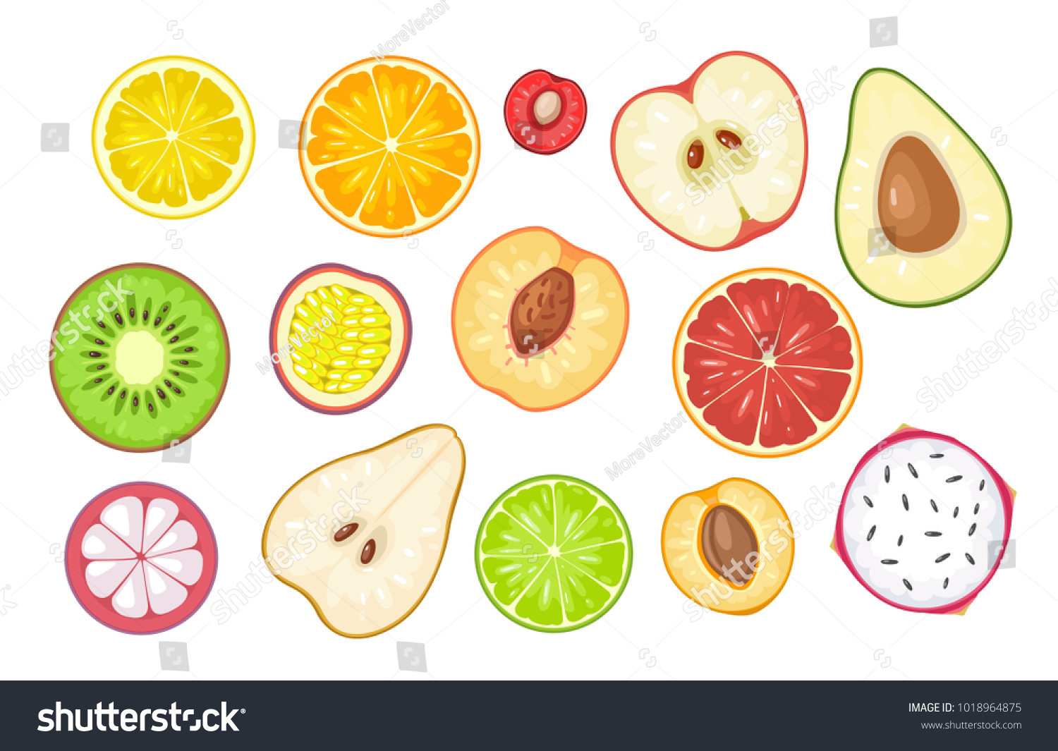 Нарезанные фрукты вектор