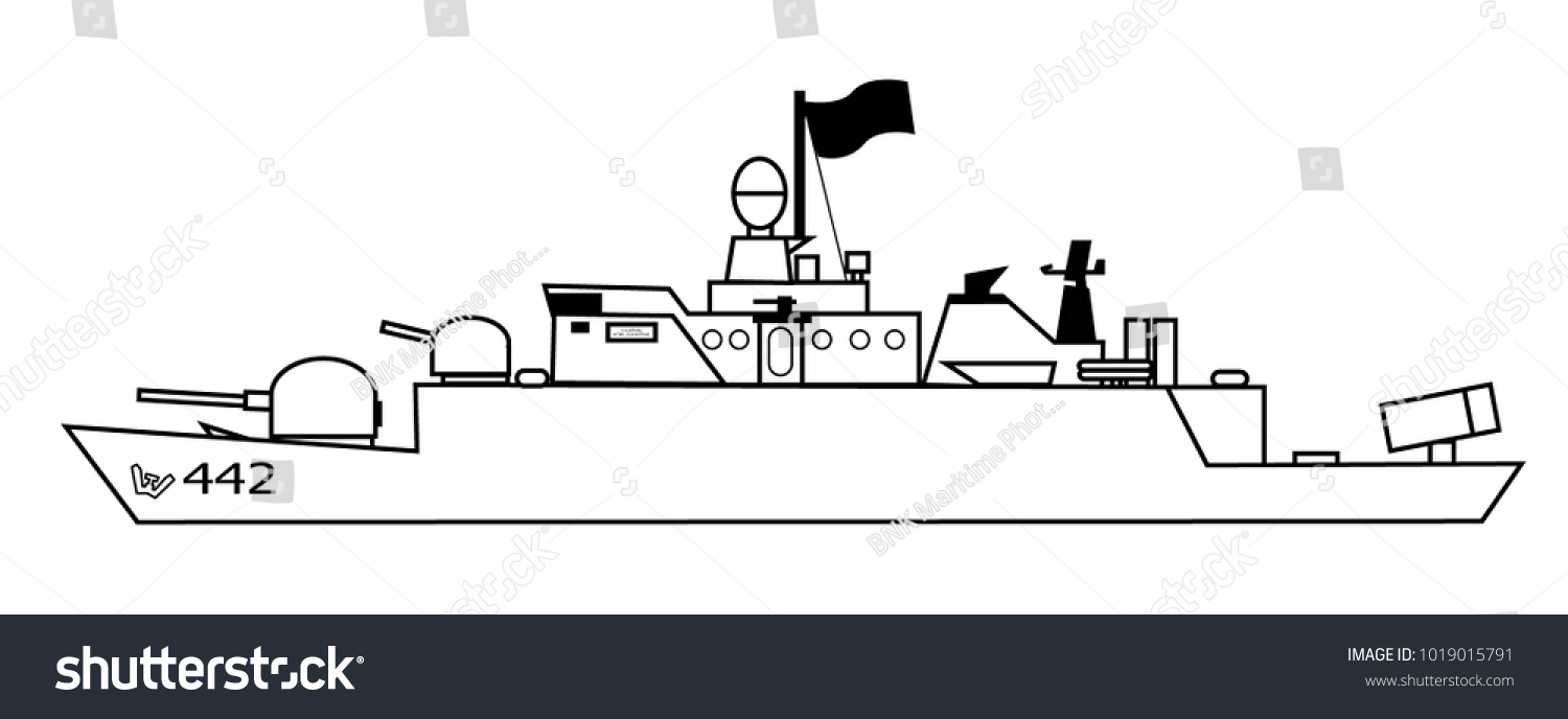 Navy Ship Two Main Gun Guided Stock Vector (Royalty Free) 1019015791 ...