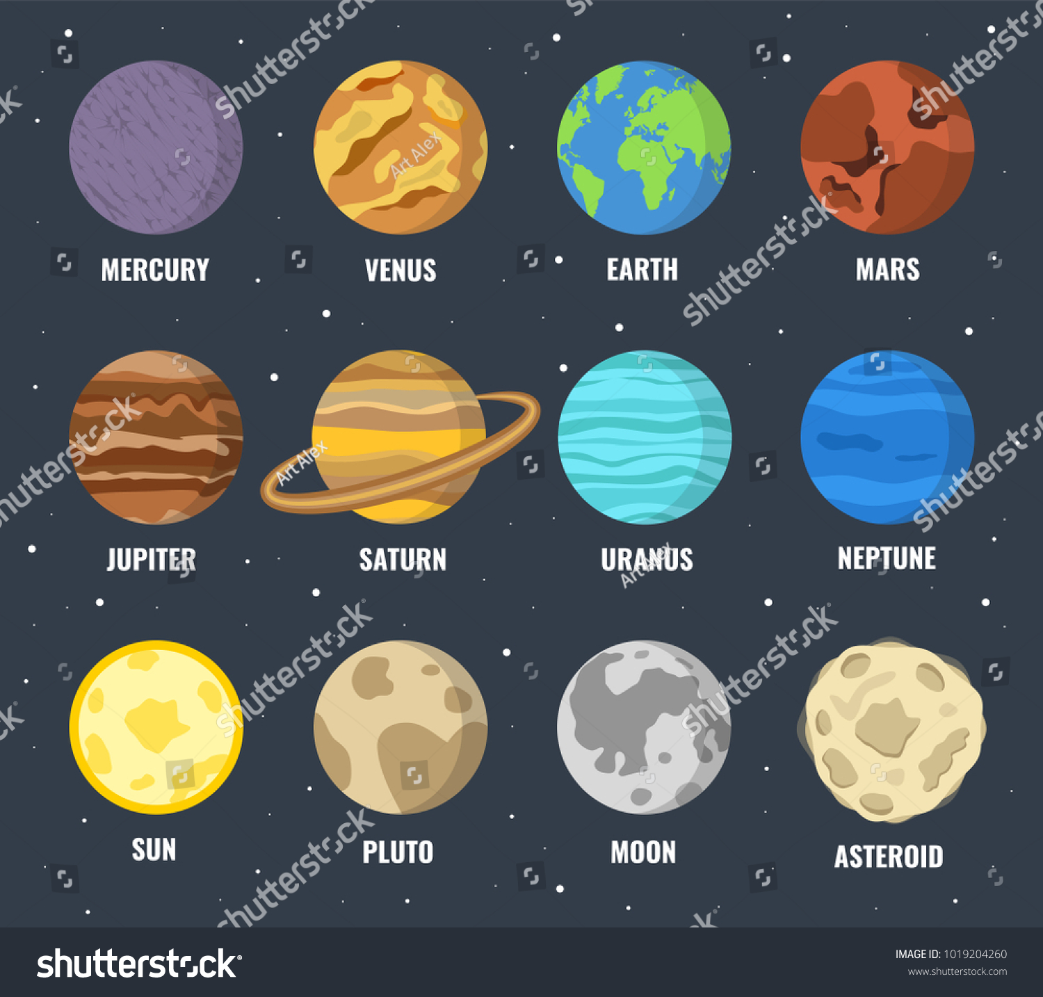 Colorful Planets Set Vector Illustration Stock Vector (Royalty Free ...