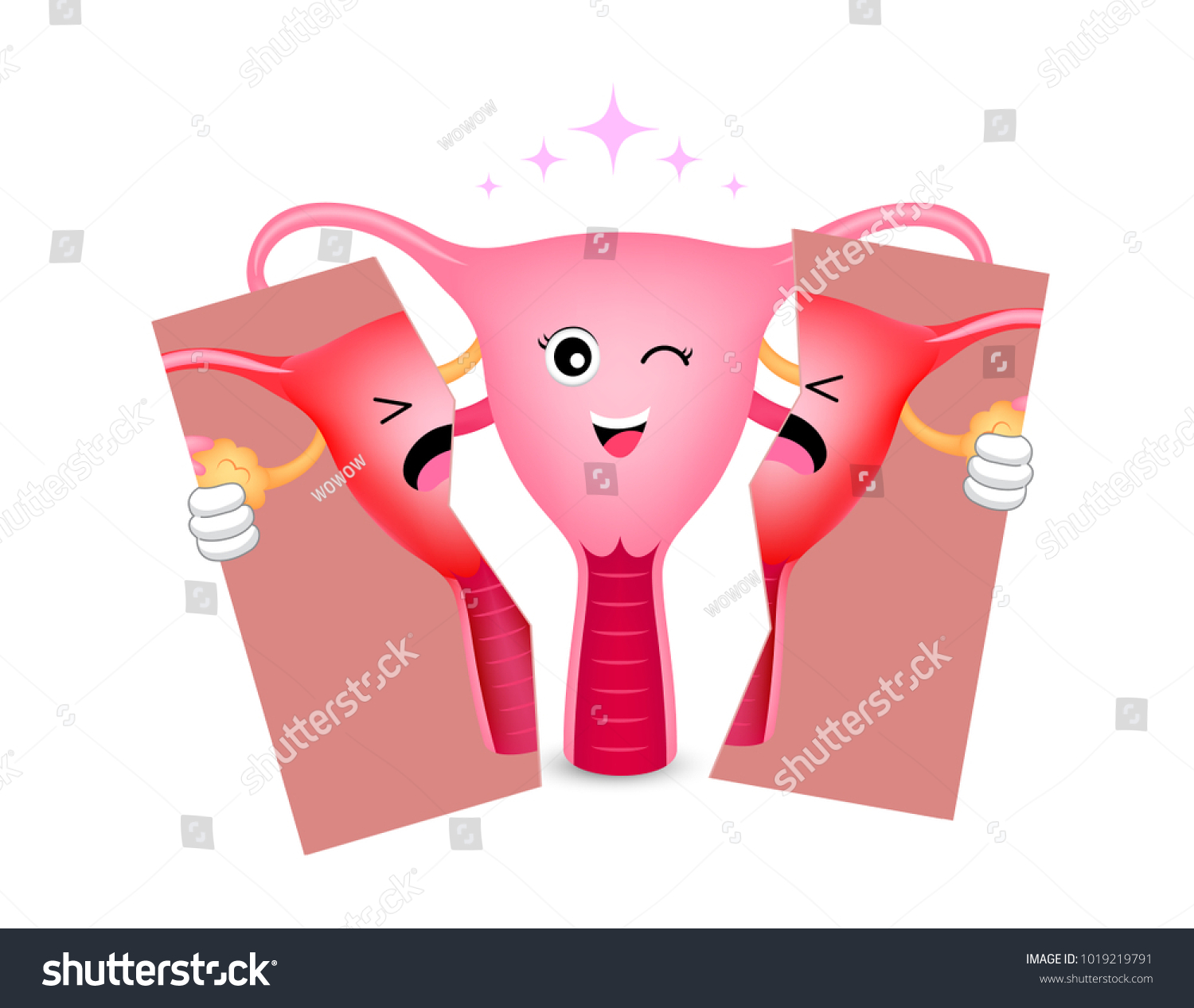 Healthy Uterus Cartoon Character Holding Tear Stock Vector (Royalty ...