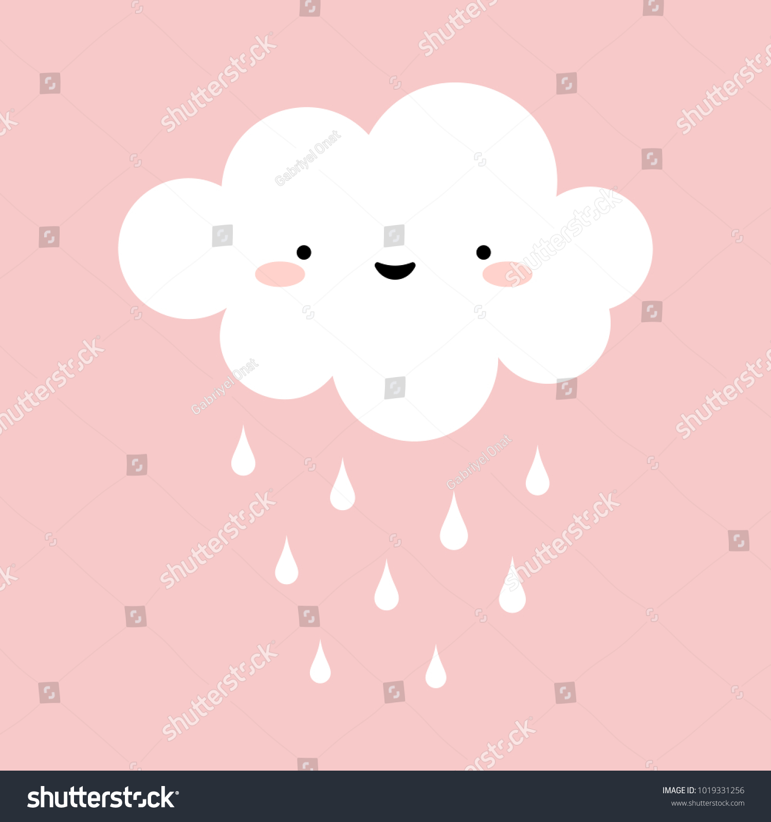 Cute Happy Cloud Rain Drops Print Stock Vector (royalty Free 