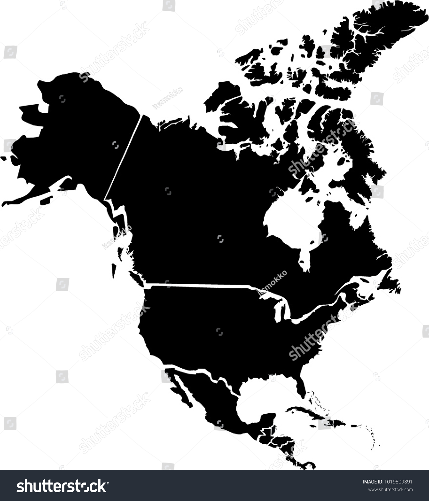 Vector Map North America Black Mask Stock Vector (Royalty Free ...