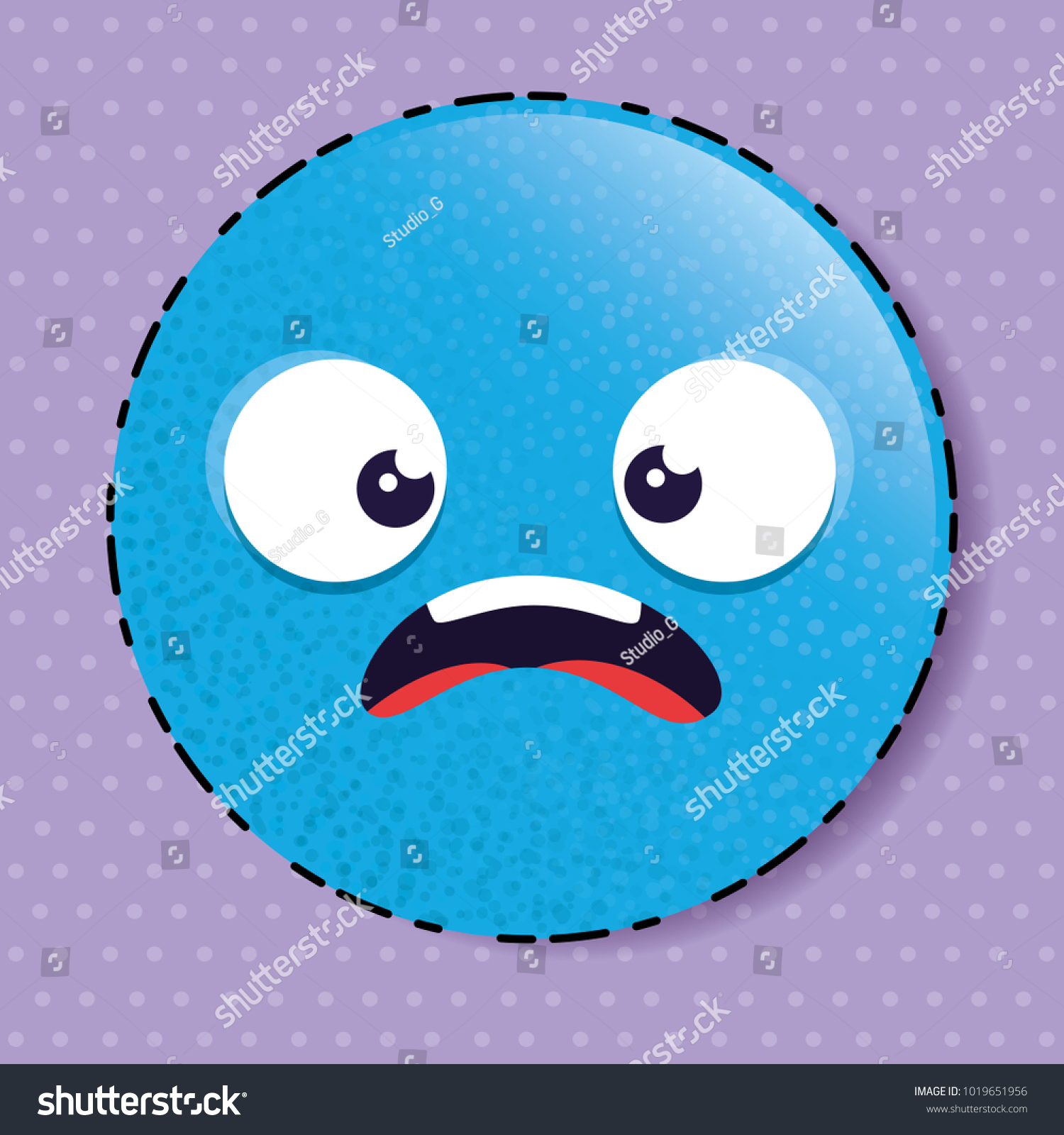 Blue Scared Emoji Emoticon Character Stock Vector (Royalty Free ...