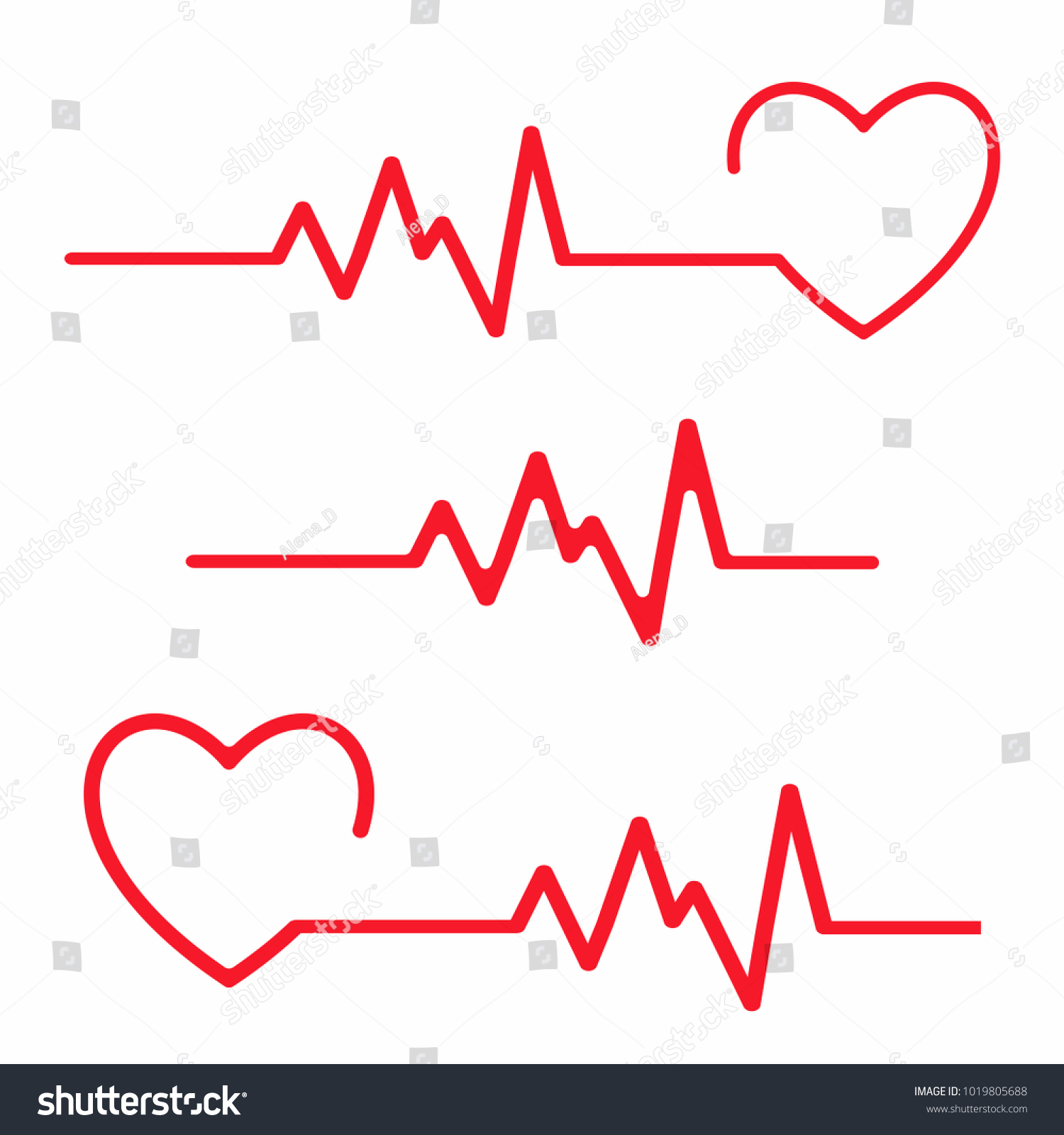 Set Cardiogram Design Elements Heartbeat Line Stock Vector (Royalty ...