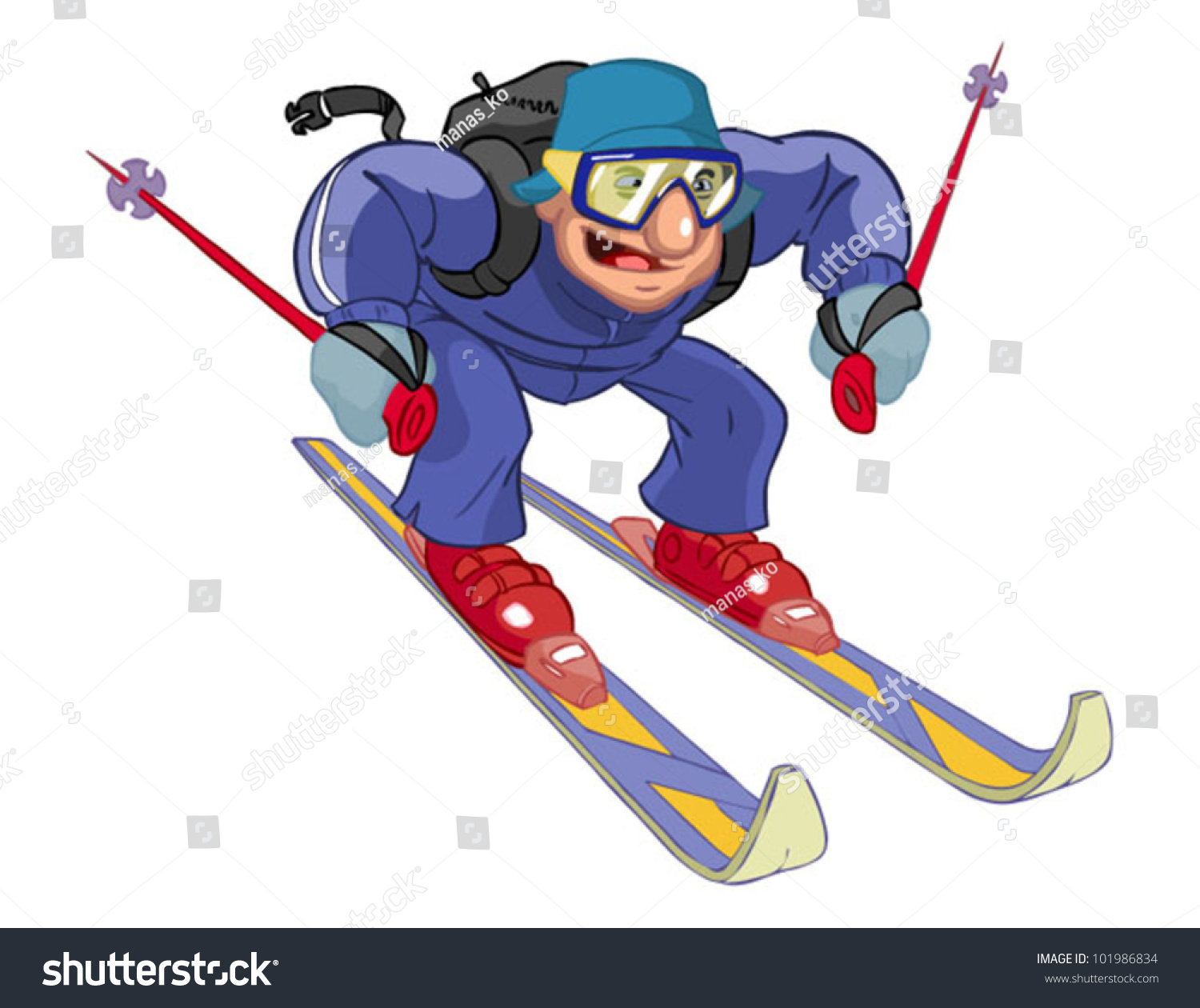Мультяшный горнолыжник