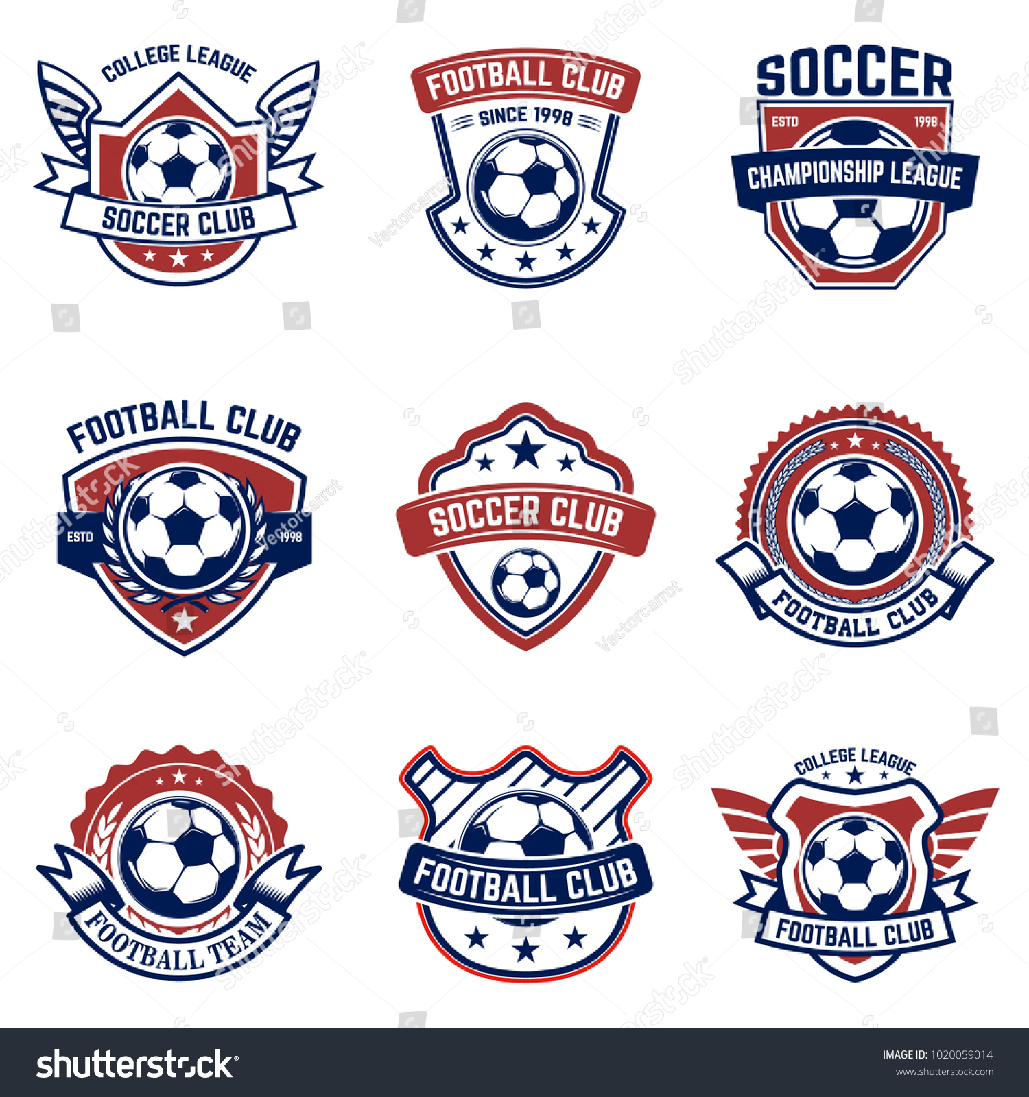 Set Soccer Football Emblems Design Element Stock Vector (Royalty Free ...