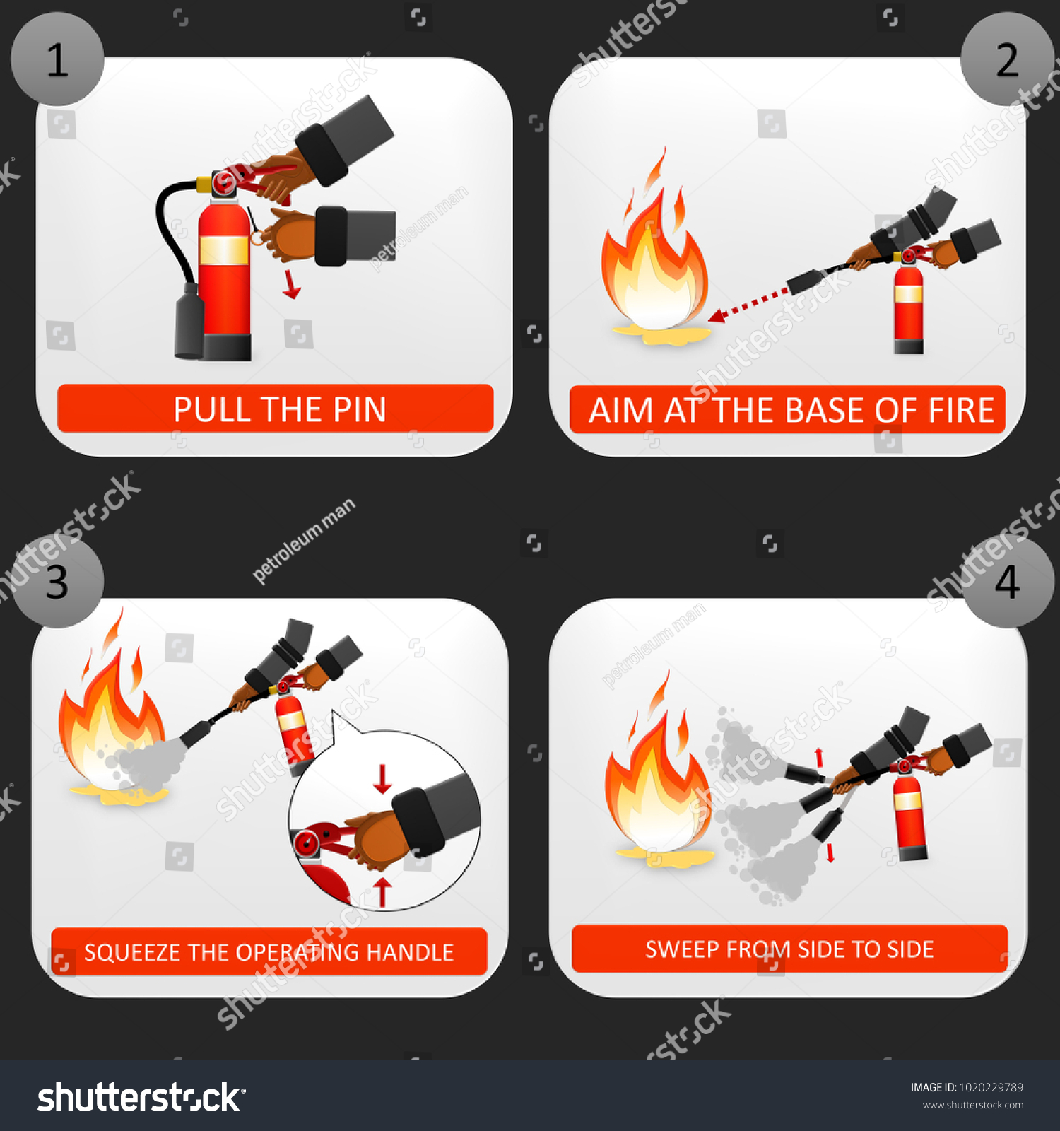 Fire Extinguisher Instruction Labels Set Instruction Stock Illustration ...