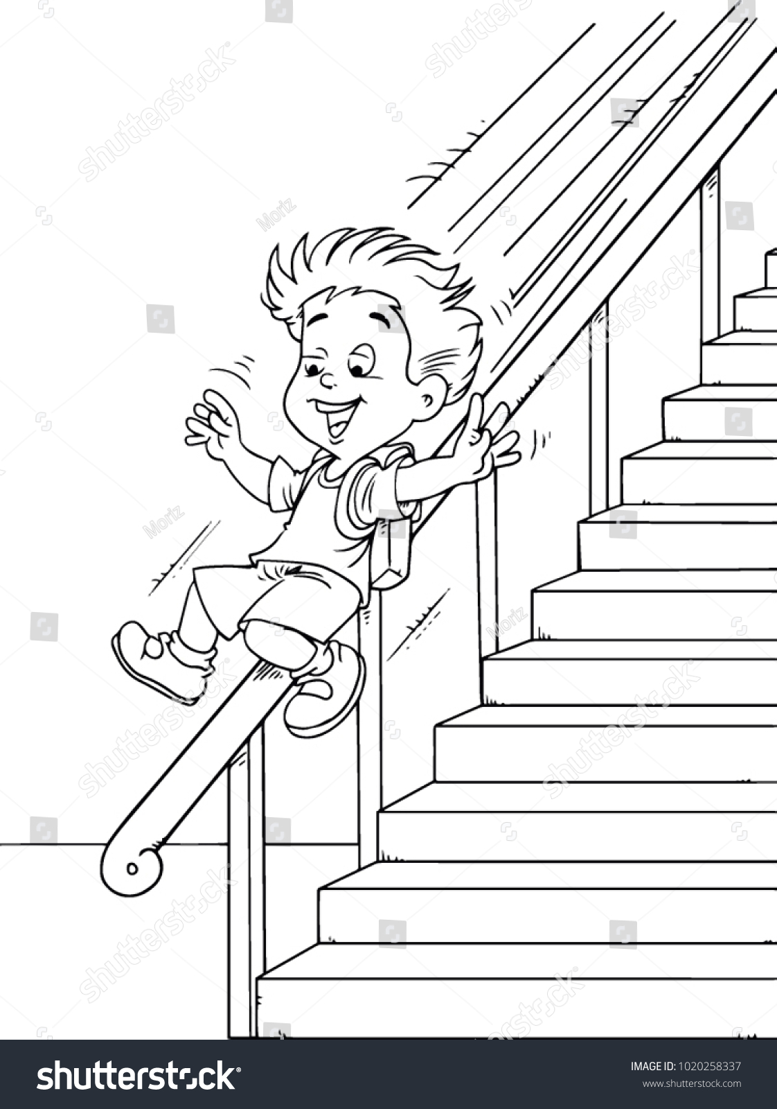 Boy Sliding Down Banister Stock Vector (Royalty Free) 1020258337 ...