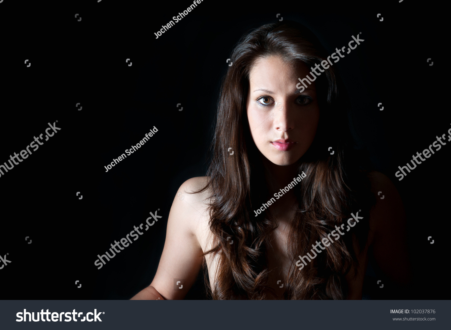 Sensual Closeup Portrait Beautiful Nude Woman Stock Photo