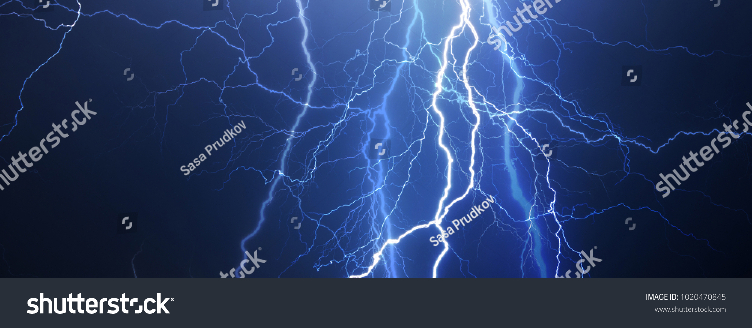 Thunder Lightnings Rain During Summer Storm Stock Photo 1020470845 ...