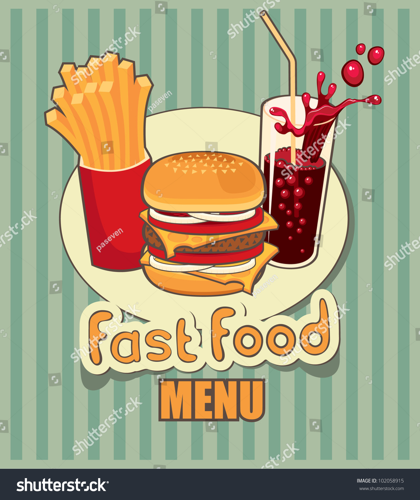 Banner Fast Food Cola Hamburger Fries Stock Vector (Royalty Free ...