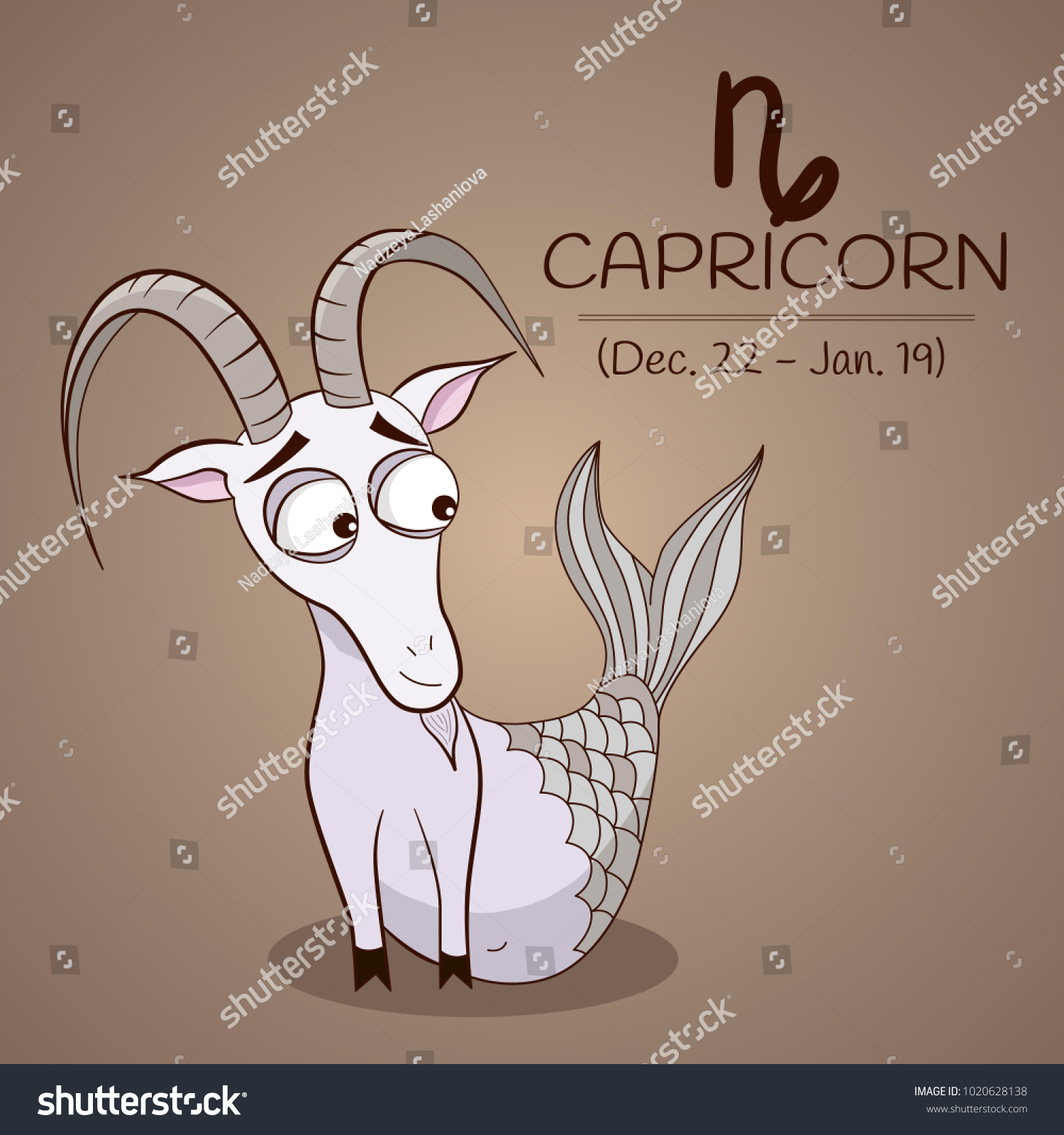 Capricorn Zodiac Sign Cartoon Character Horoscope Stock Vector (Royalty ...