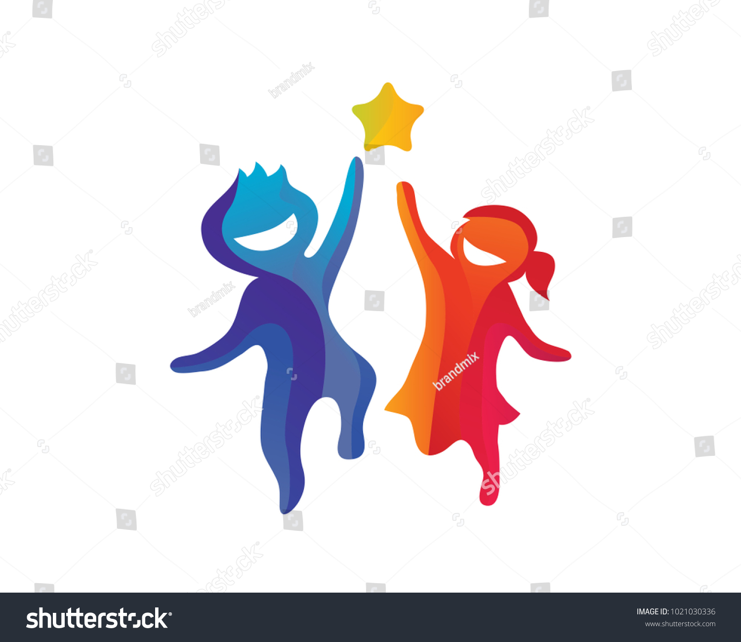 Creative Children Reaching Star Education Logo Stock Vector (Royalty ...