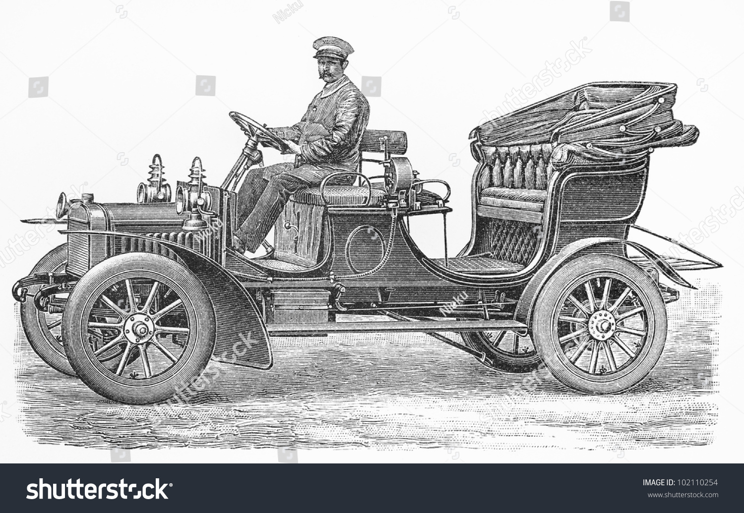 Vintage Convertible Automobile 12 Hp Two Stock Photo 102110254