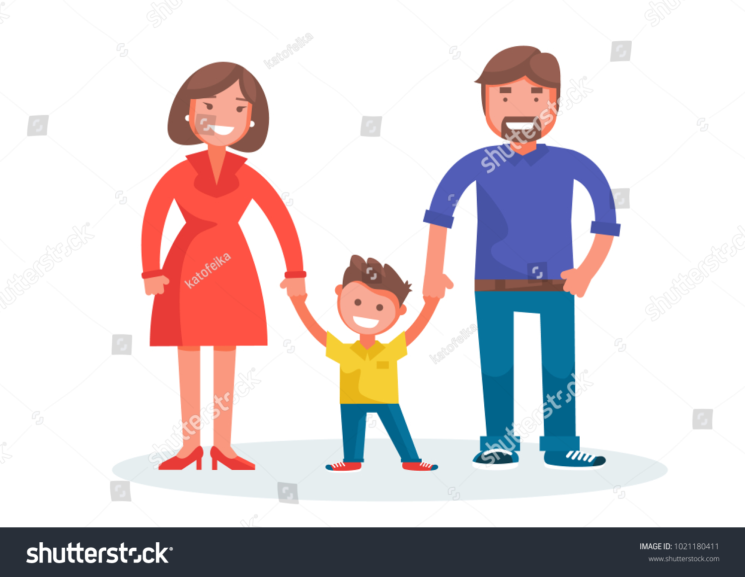 Happy Family Father Mother Son School Stock Vector (Royalty Free ...