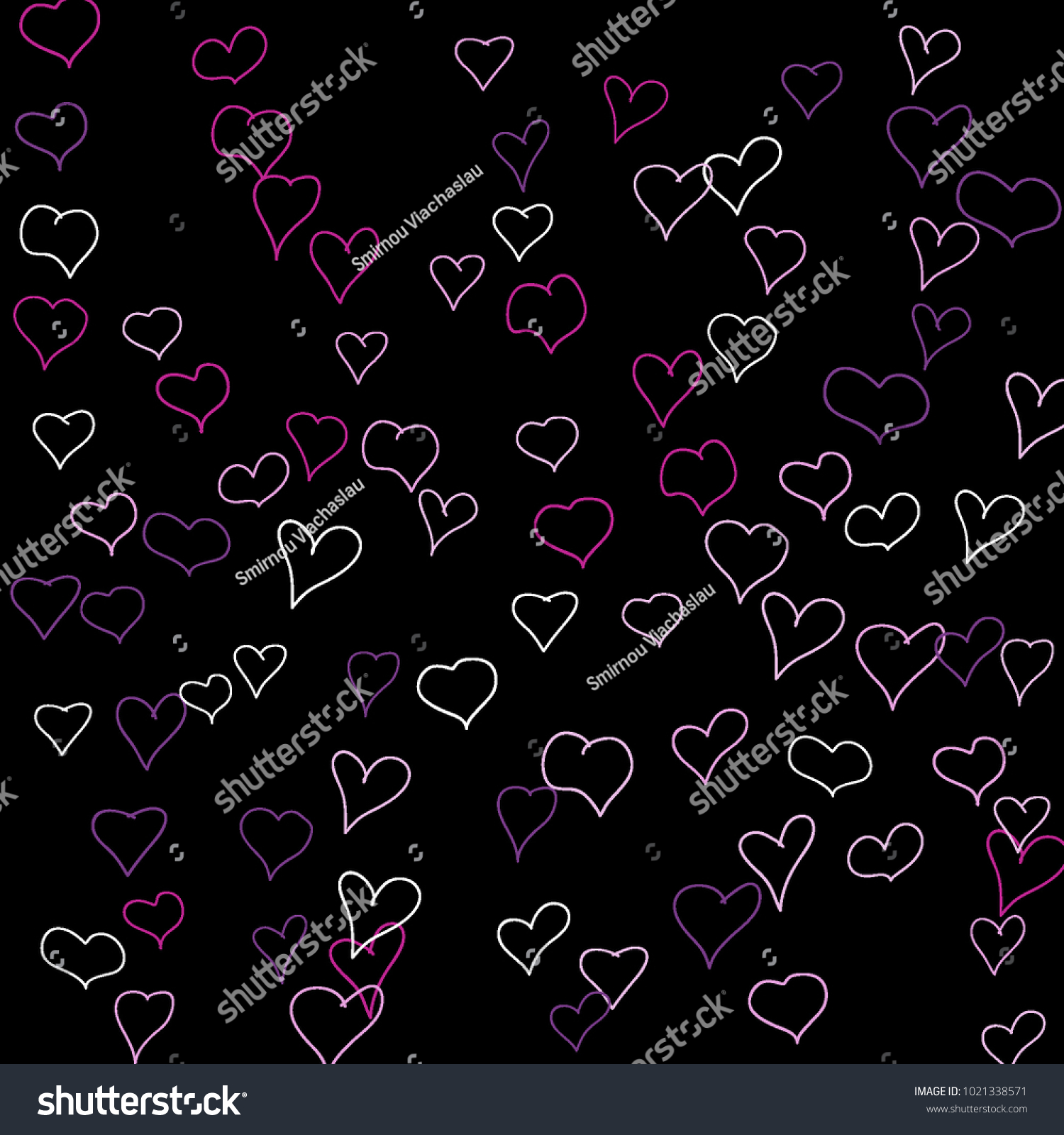 Hand Drawn Hearts Background Lovely Simple Stock Vector (Royalty Free