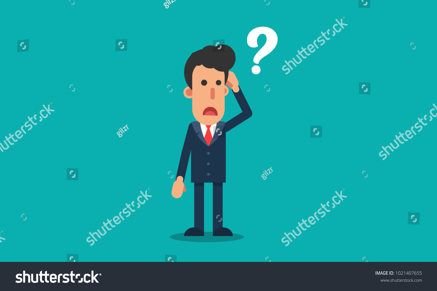 Businessman Confused Question Mark Cartoon Character Stock Vector 