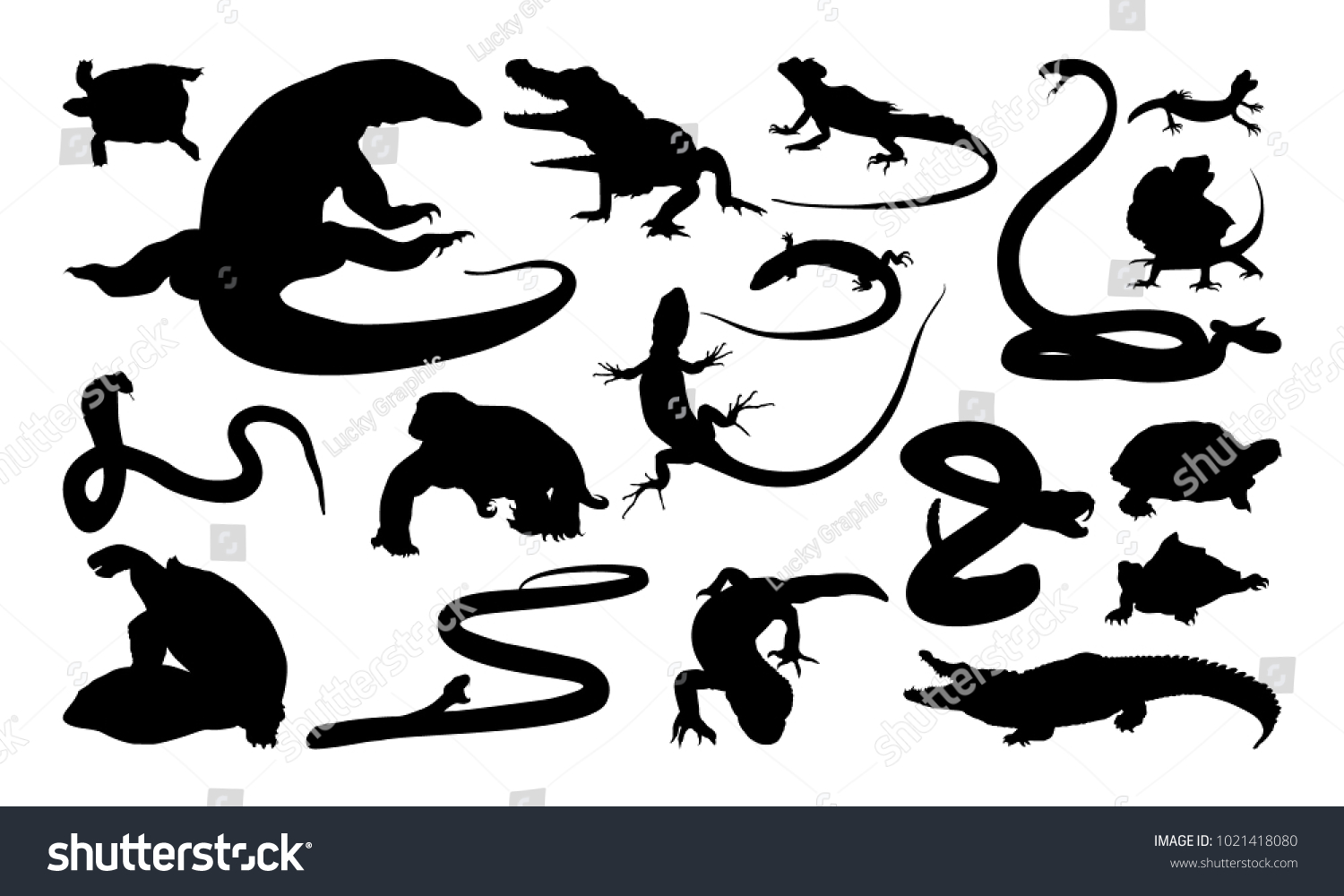 Set Reptile Silhouette Vector Illustration Stock Vector (Royalty Free ...