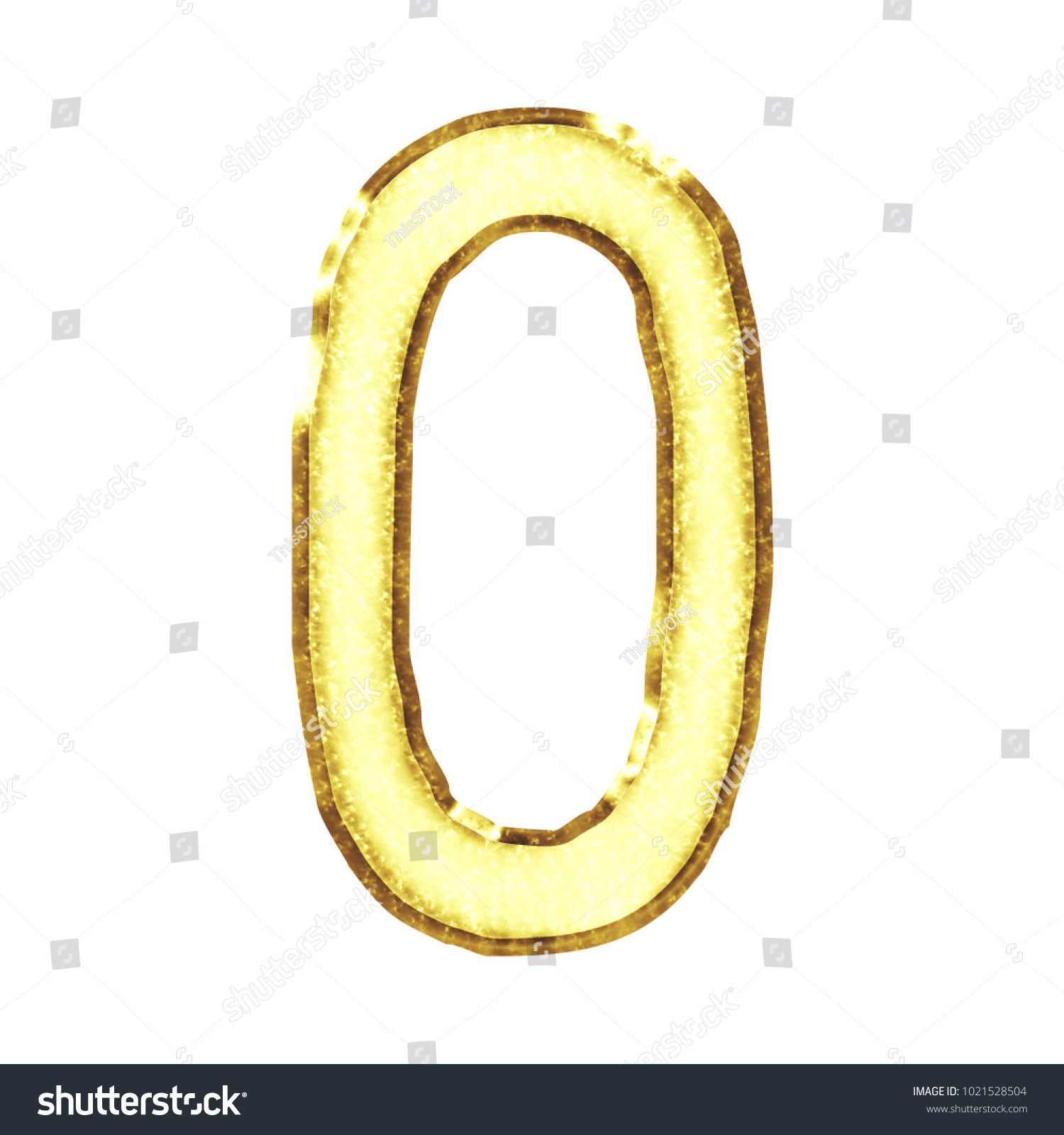 Bright Sparkling Gold Style Number Zero Stock Illustration 1021528504