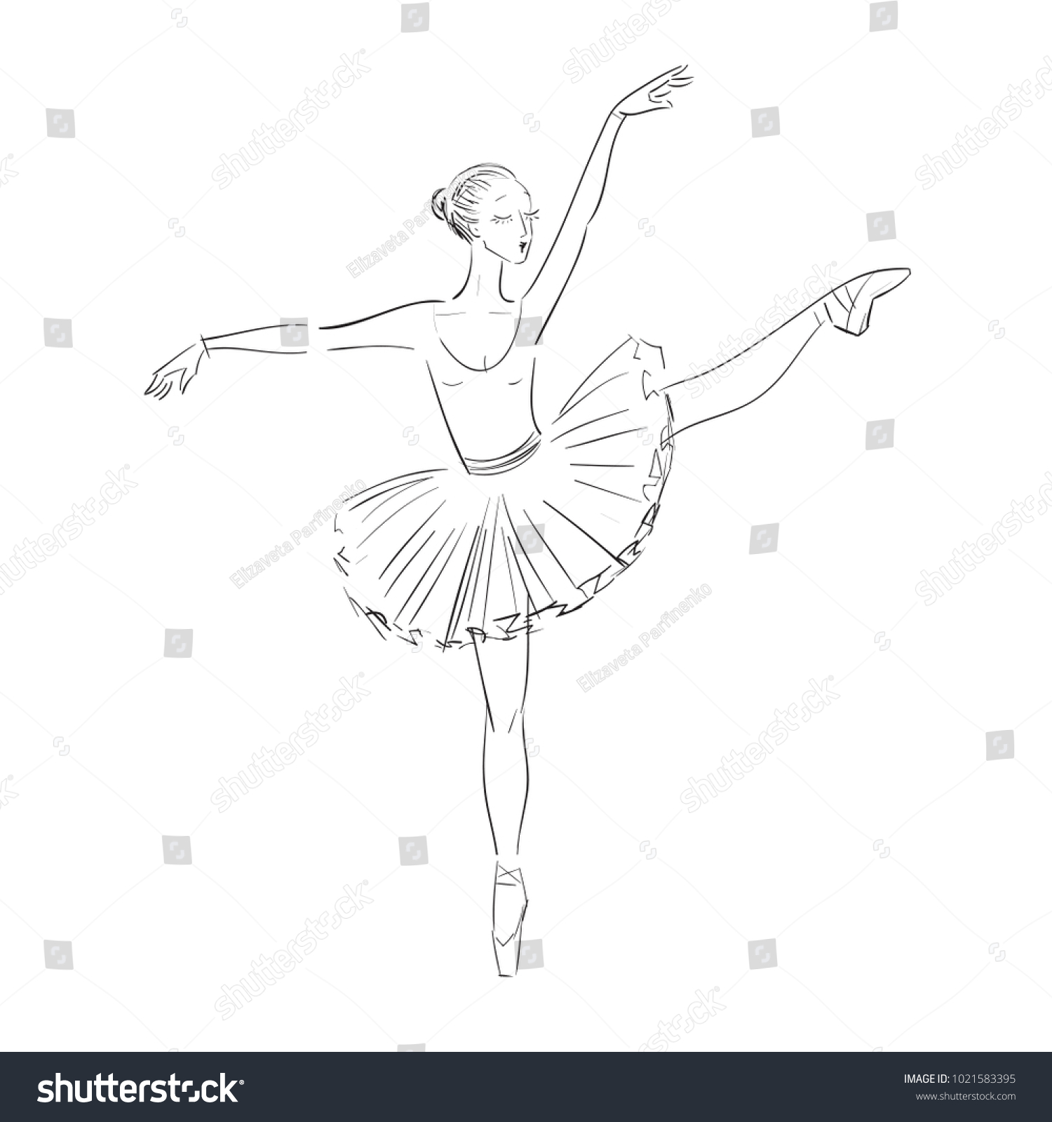 Continuous Line Art Drawing Ballet Dancer Stock Illustration 1021583395 ...