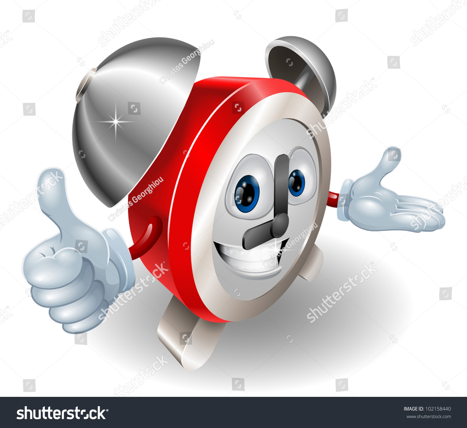 Cute Cartoon Character Alarm Clock Giving Stock Illustration 102158440 ...