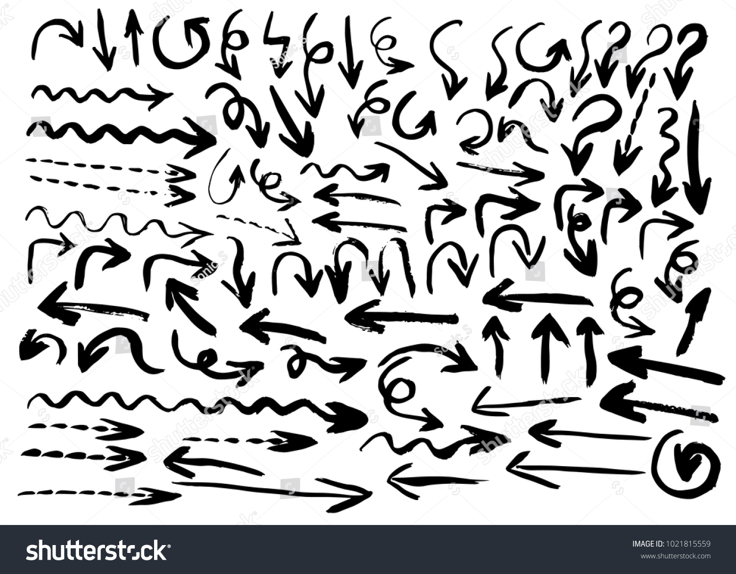 Grunge Vector Arrows Set Hand Drawn Stock Vector Royalty Free Shutterstock