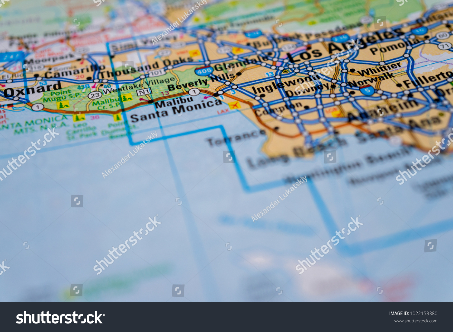 Los Angeles Usa Map Background Stock Photo 1022153380 