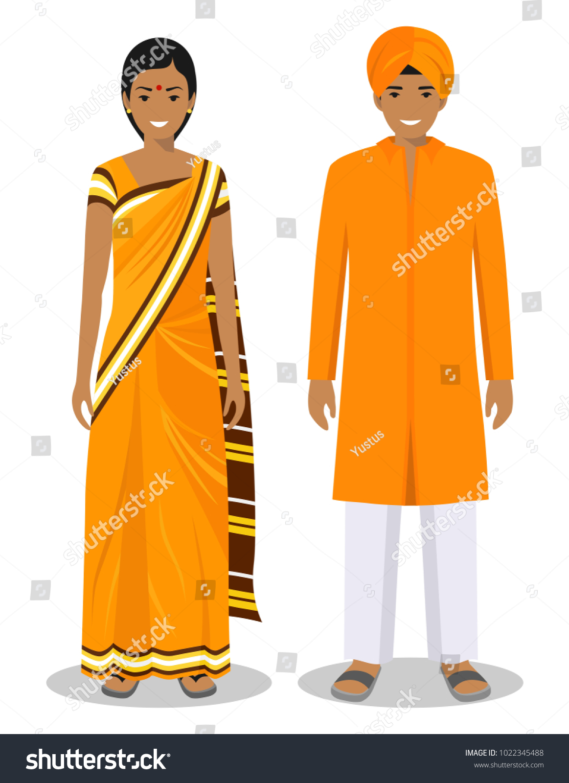 Set Standing Together Indian Man Woman Stock Vector (Royalty Free ...