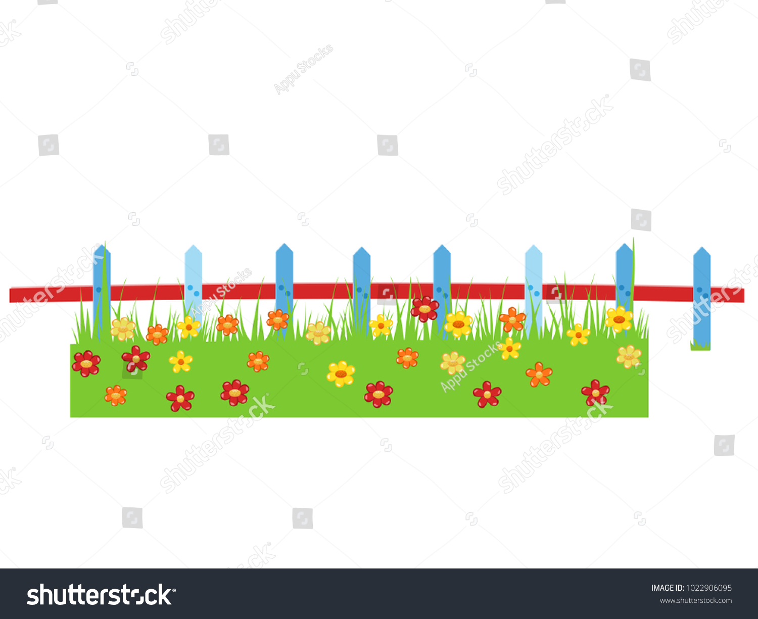 Fence Shrubs Flowers Cartoon Vector Image Stock Vector (Royalty Free ...